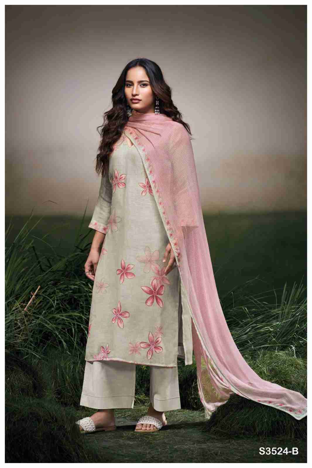 Gracelyn-3524 By Ganga Fashion 3524-A To 3524-D Series Beautiful Festive Suits Colorful Stylish Fancy Casual Wear & Ethnic Wear Pure Linen Dresses At Wholesale Price