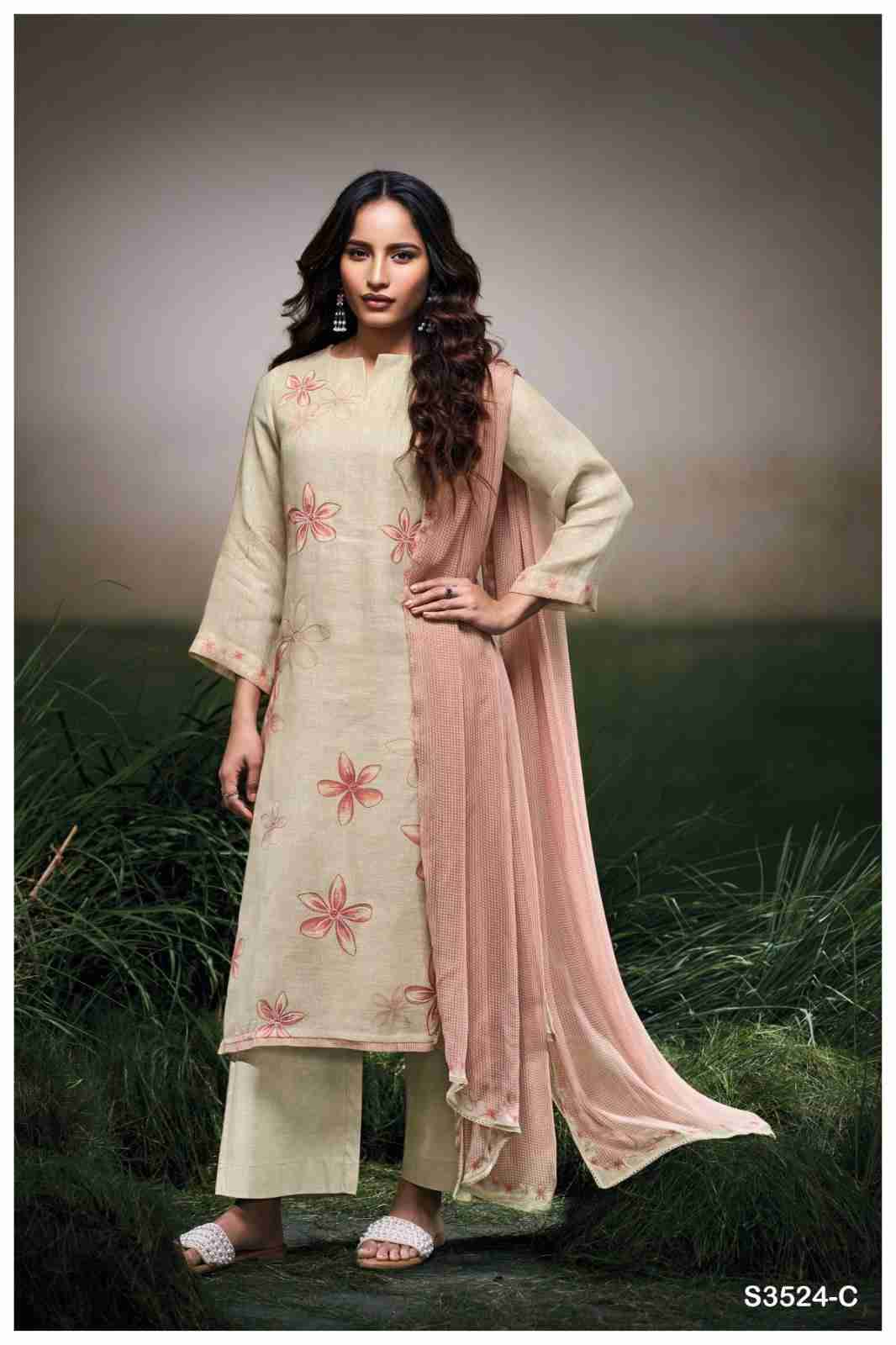Gracelyn-3524 By Ganga Fashion 3524-A To 3524-D Series Beautiful Festive Suits Colorful Stylish Fancy Casual Wear & Ethnic Wear Pure Linen Dresses At Wholesale Price