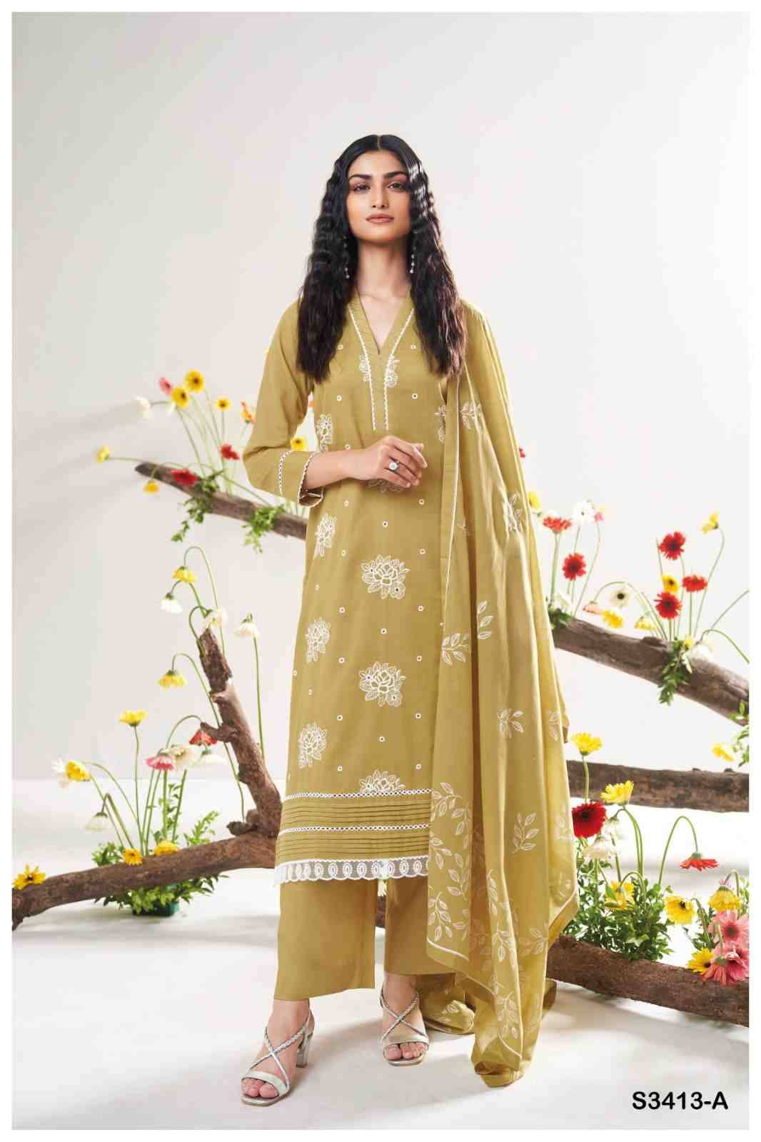 Adela-3413 By Ganga Fashion 3413-A To 3413-D Series Beautiful Festive Suits Colorful Stylish Fancy Casual Wear & Ethnic Wear Premium Mal Dresses At Wholesale Price
