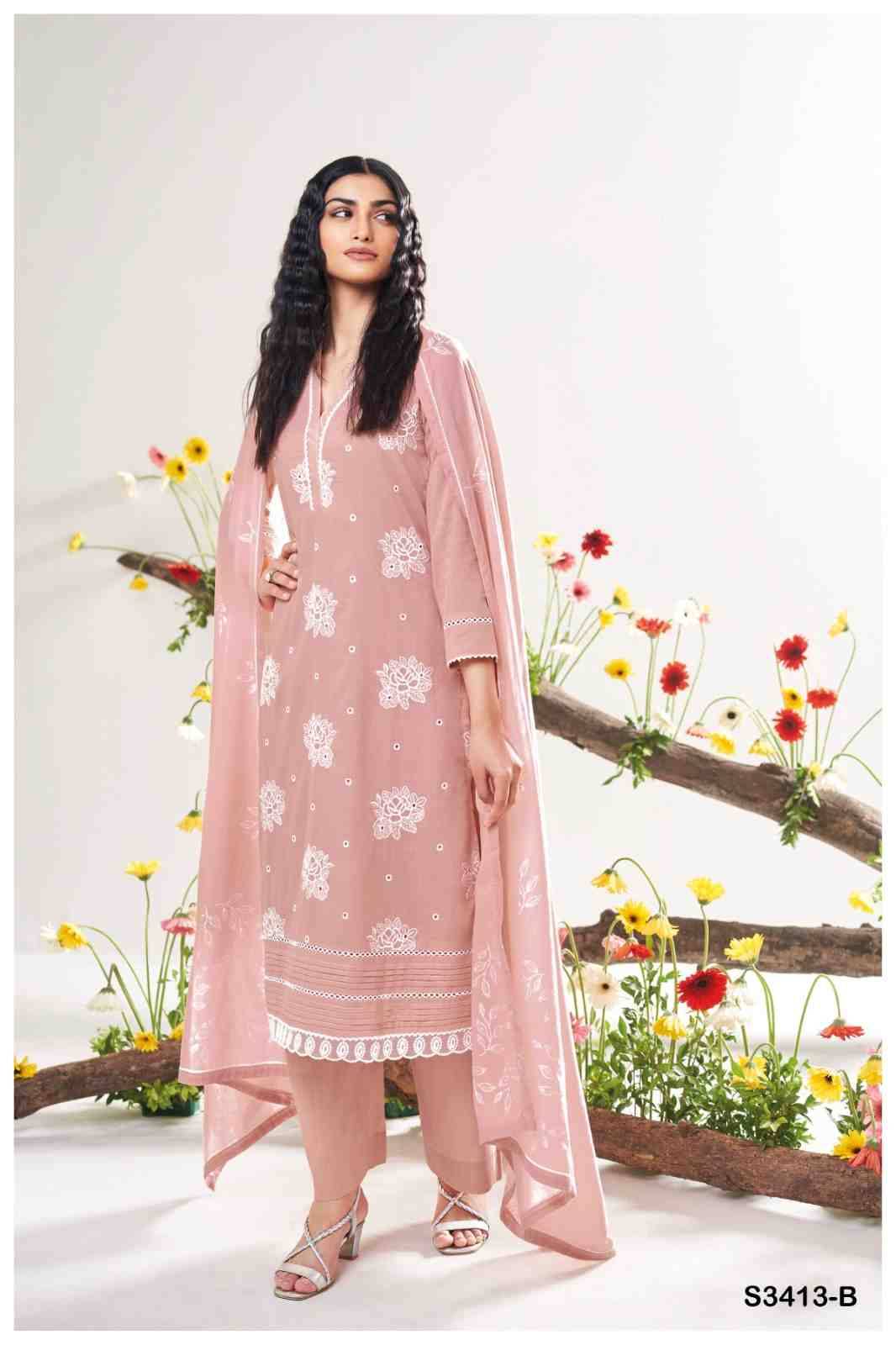 Adela-3413 By Ganga Fashion 3413-A To 3413-D Series Beautiful Festive Suits Colorful Stylish Fancy Casual Wear & Ethnic Wear Premium Mal Dresses At Wholesale Price