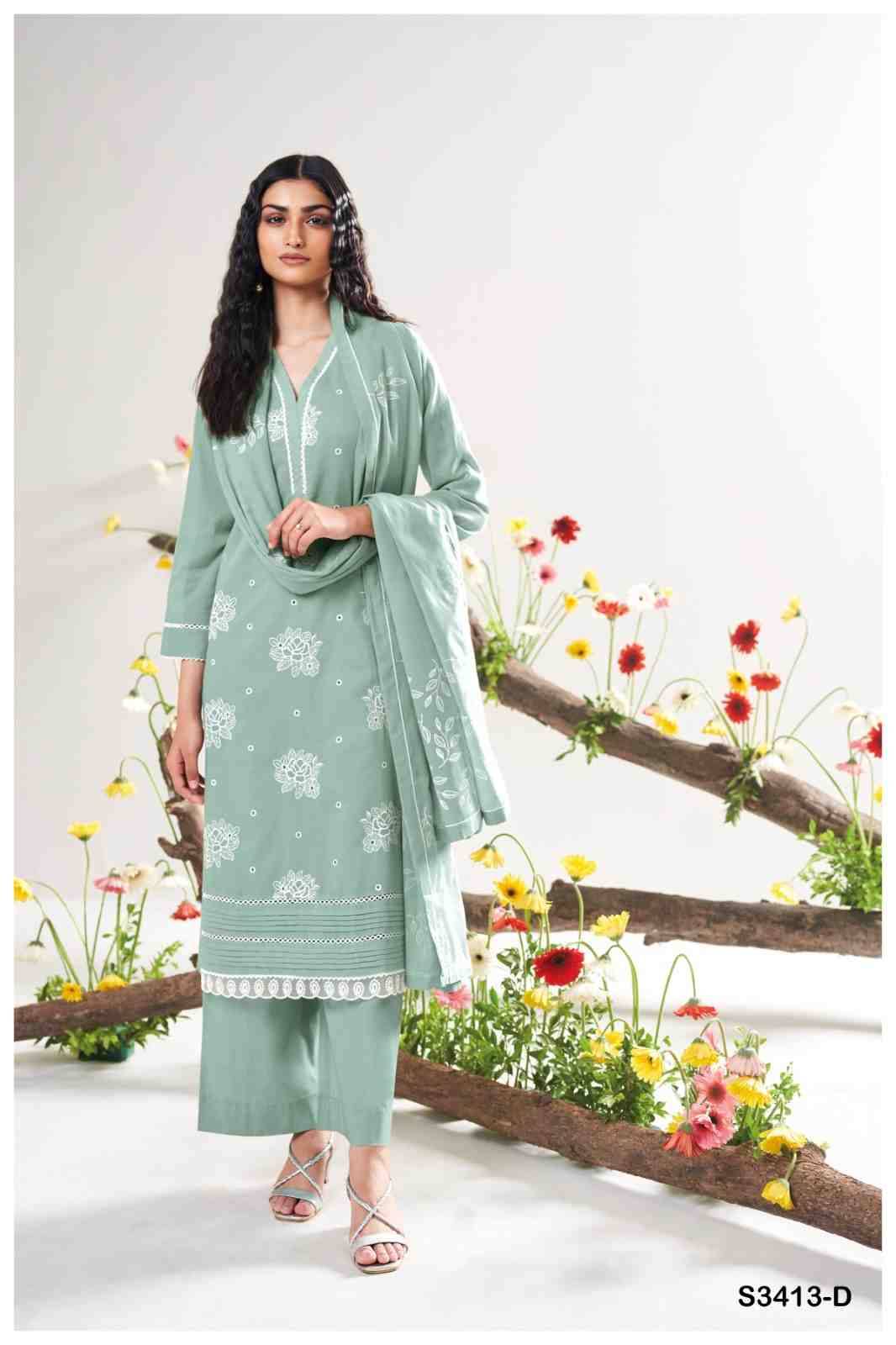 Adela-3413 By Ganga Fashion 3413-A To 3413-D Series Beautiful Festive Suits Colorful Stylish Fancy Casual Wear & Ethnic Wear Premium Mal Dresses At Wholesale Price