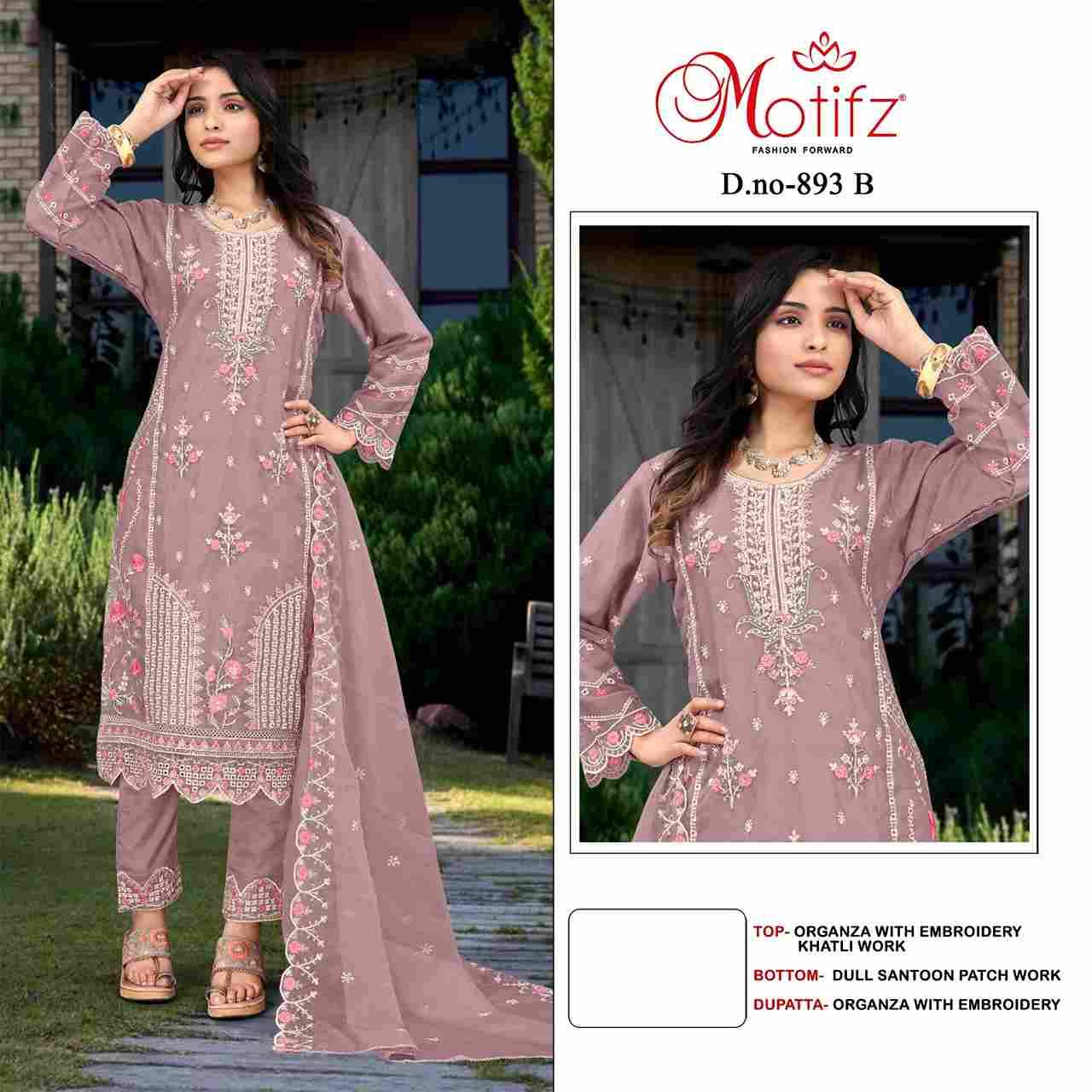 Motifz Hit Design 893 Colours By Motifz 893-A To 893-D Series Beautiful Pakistani Suits Colorful Stylish Fancy Casual Wear & Ethnic Wear Organza Embroidered Dresses At Wholesale Price