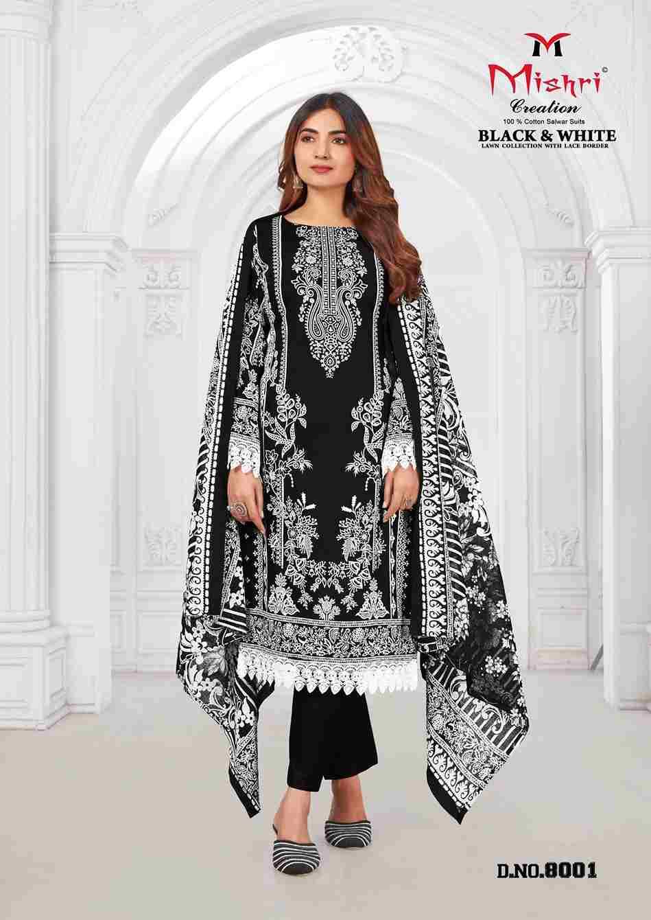 Black And White Vol-8 By Mishri 8001 To 8006 Series Beautiful Stylish Festive Suits Fancy Colorful Casual Wear & Ethnic Wear & Ready To Wear Pure Lawn Cotton Print Dresses At Wholesale Price