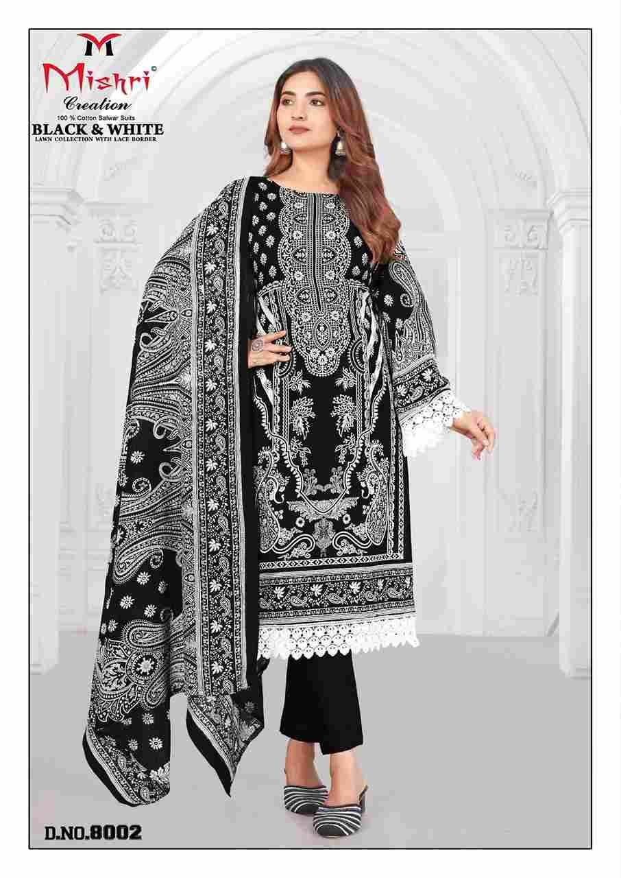 Black And White Vol-8 By Mishri 8001 To 8006 Series Beautiful Stylish Festive Suits Fancy Colorful Casual Wear & Ethnic Wear & Ready To Wear Pure Lawn Cotton Print Dresses At Wholesale Price