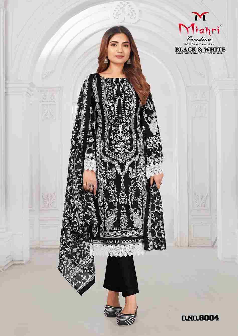 Black And White Vol-8 By Mishri 8001 To 8006 Series Beautiful Stylish Festive Suits Fancy Colorful Casual Wear & Ethnic Wear & Ready To Wear Pure Lawn Cotton Print Dresses At Wholesale Price