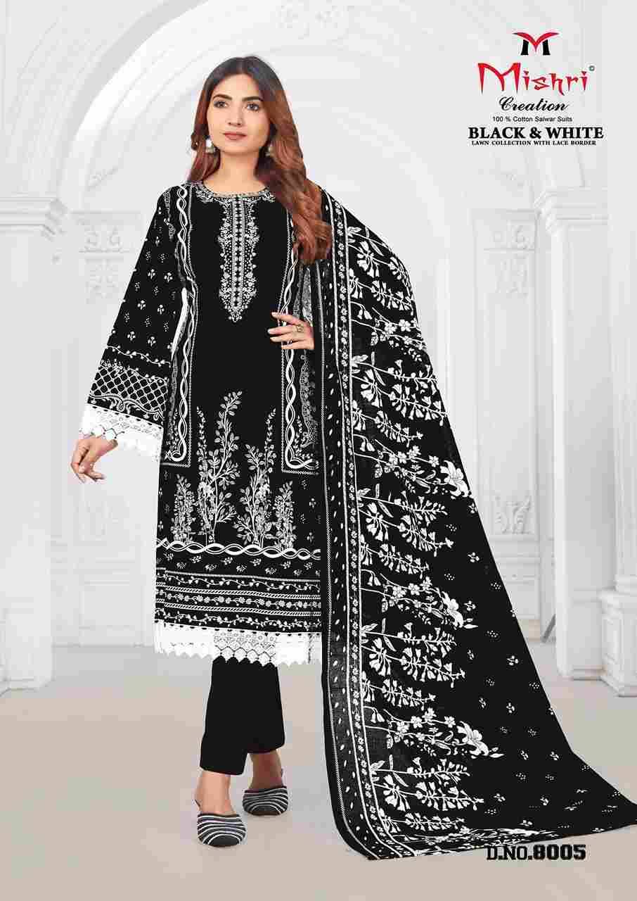 Black And White Vol-8 By Mishri 8001 To 8006 Series Beautiful Stylish Festive Suits Fancy Colorful Casual Wear & Ethnic Wear & Ready To Wear Pure Lawn Cotton Print Dresses At Wholesale Price