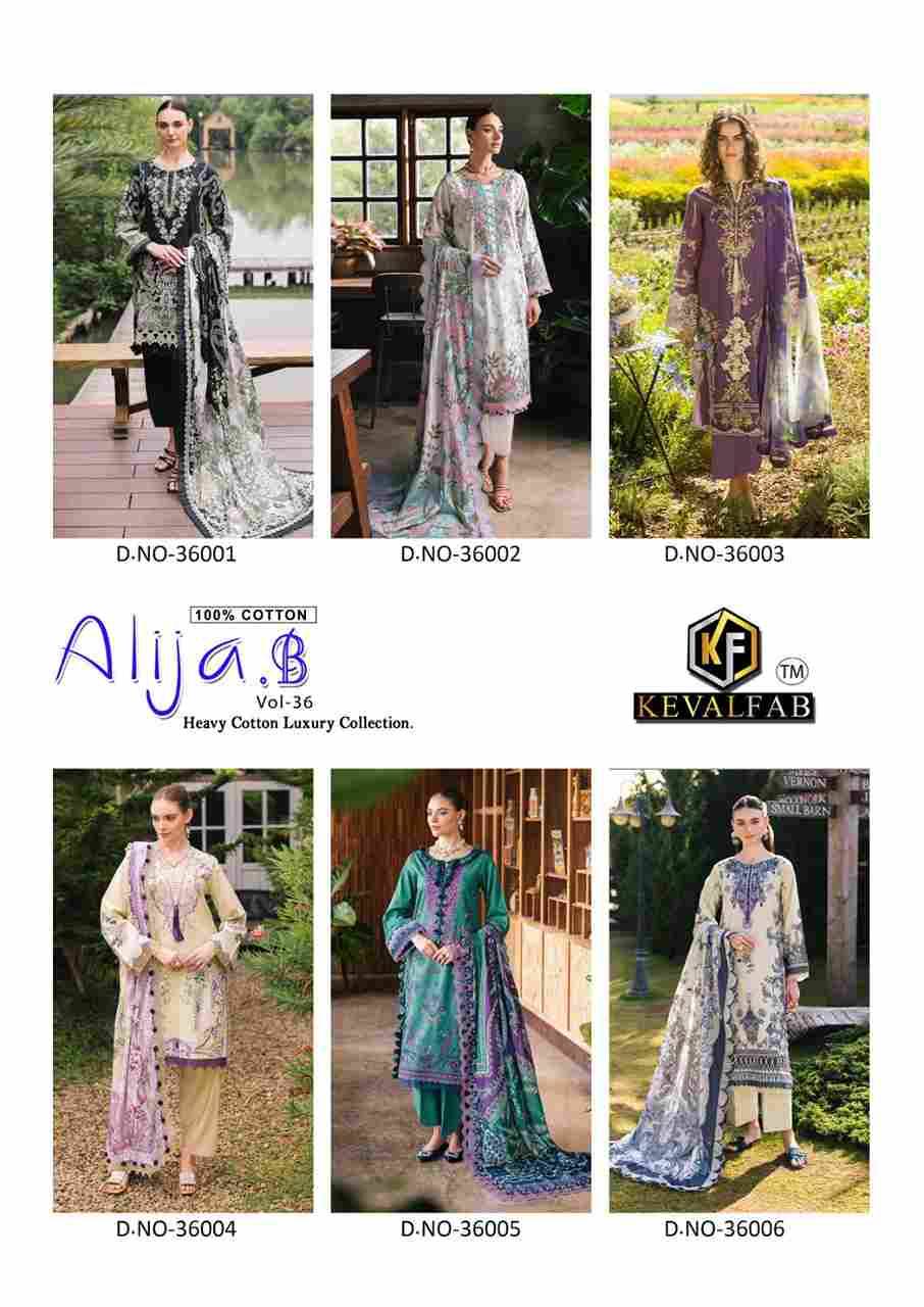 Alija.B Vol-36 By Keval Fab 36001 To 36006 Series Beautiful Stylish Festive Suits Fancy Colorful Casual Wear & Ethnic Wear & Ready To Wear Heavy Cotton Print Dresses At Wholesale Price