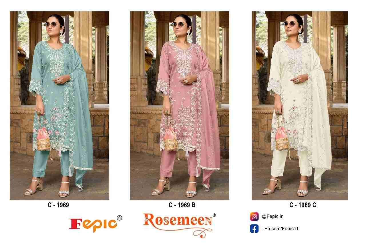 Fepic 1969 Colours By Fepic 1969-A To 1969-C Series Beautiful Pakistani Suits Stylish Fancy Colorful Party Wear & Occasional Wear Organza Embroidered Dresses At Wholesale Price