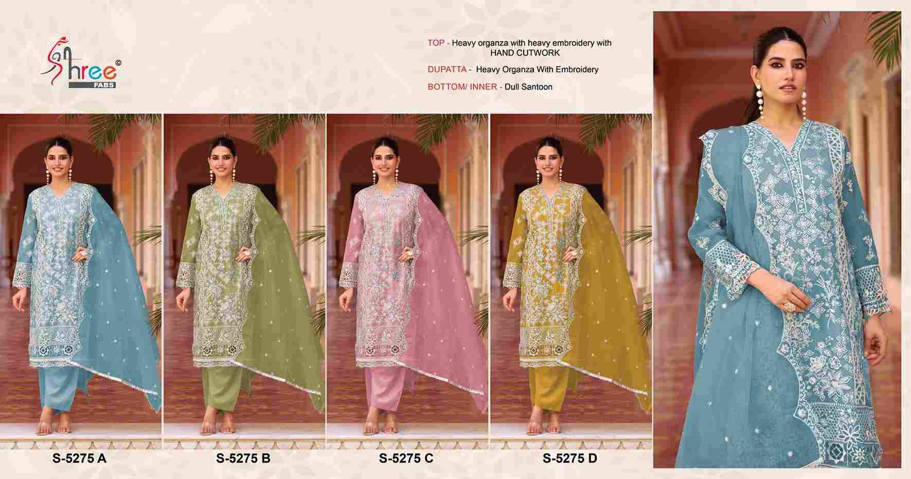 Shree Fabs Hit Design S-5275 Colours By Shree Fabs S-5275-A To S-5275-D Series Beautiful Stylish Pakistani Suits Fancy Colorful Casual Wear & Ethnic Wear & Ready To Wear Heavy Organza Embroidery Dresses At Wholesale Price