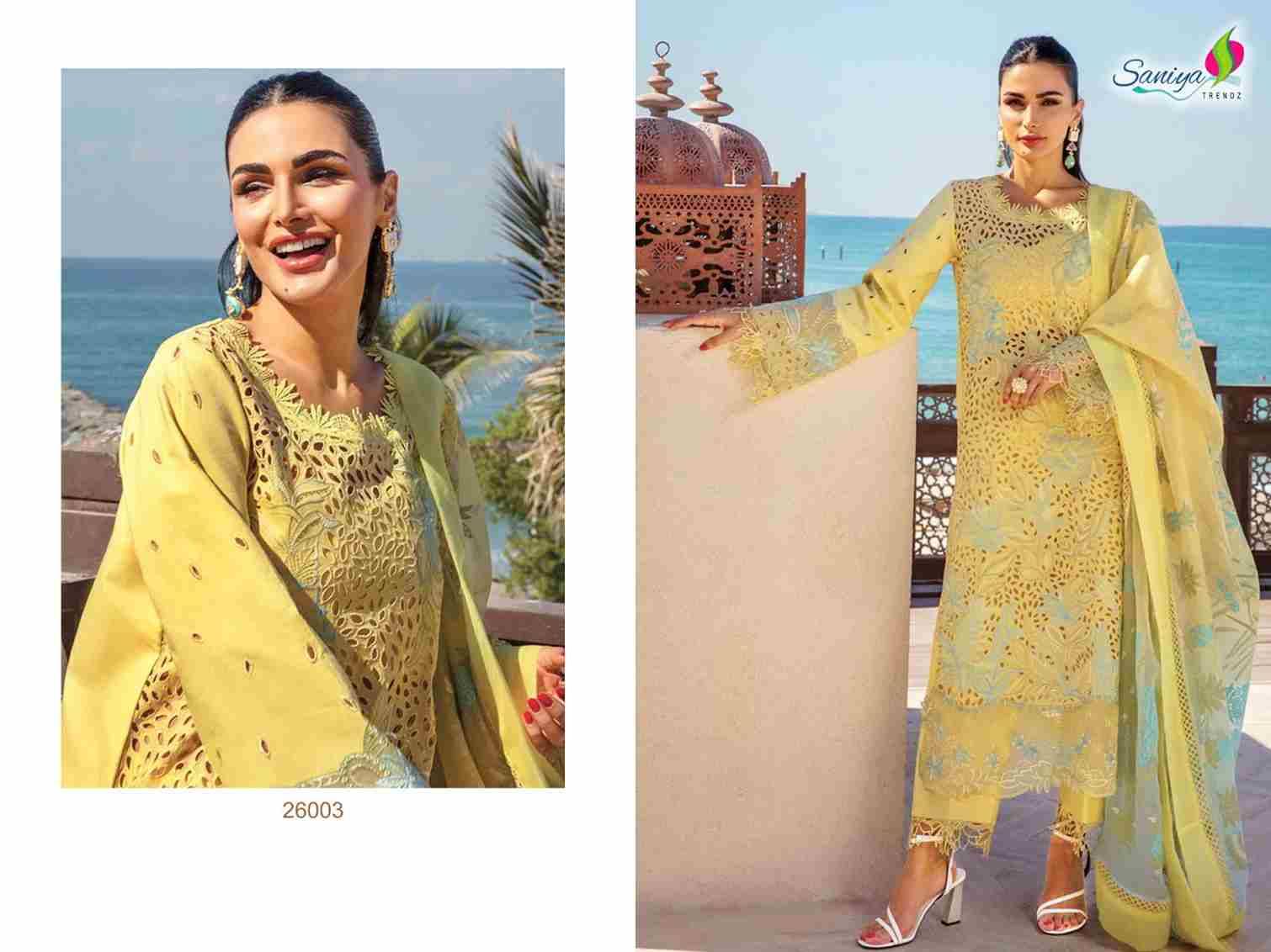 Rang Rasiya Vol-26 By Saniya Trendz 26001 To 26004 Beautiful Pakistani Suits Colorful Stylish Fancy Casual Wear & Ethnic Wear Cotton Embroidered Dresses At Wholesale Price