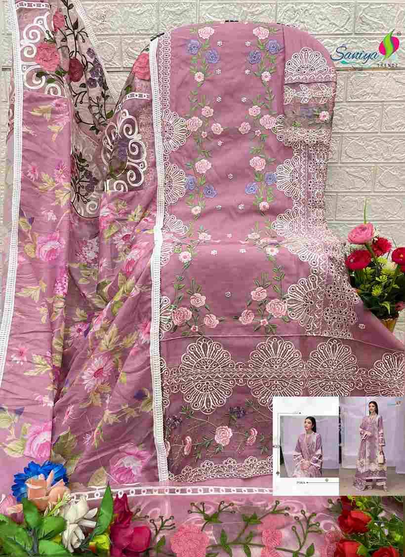 Saniya Trendz 7135 Colours By Saniya Trendz 7135-A To 7135-C Series Beautiful Pakistani Suits Colorful Stylish Fancy Casual Wear & Ethnic Wear Cotton Embroidered Dresses At Wholesale Price