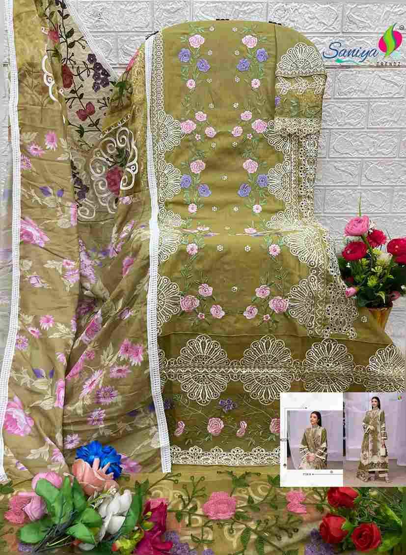 Saniya Trendz 7135 Colours By Saniya Trendz 7135-A To 7135-C Series Beautiful Pakistani Suits Colorful Stylish Fancy Casual Wear & Ethnic Wear Cotton Embroidered Dresses At Wholesale Price