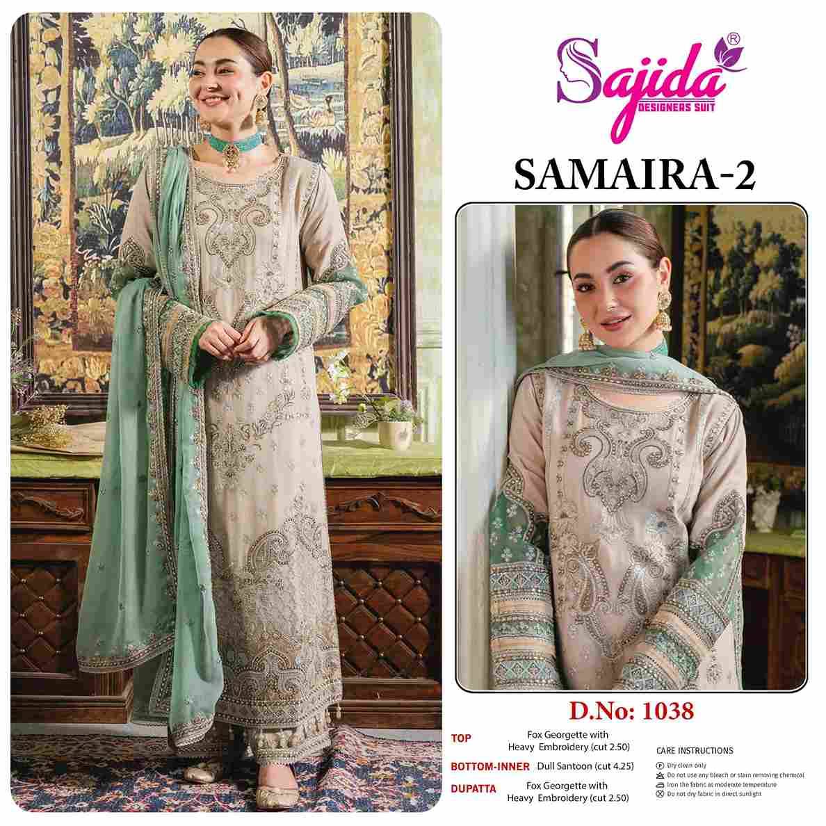 Sajida Hit Design 1038 By Sajida Designer Suits Beautiful Pakistani Suits Colorful Stylish Fancy Casual Wear & Ethnic Wear Heavy Faux Georgette Embroidered Dresses At Wholesale Price