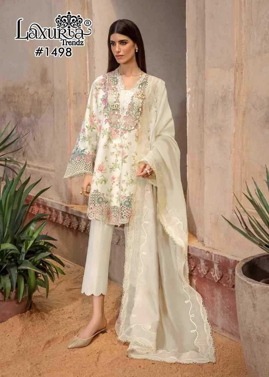 Luxuria Trendz Hit Design 1498 By Luxuria Beautiful Pakistani Suits Stylish Fancy Colorful Party Wear & Occasional Wear Muslin Embroidered Dresses At Wholesale Price