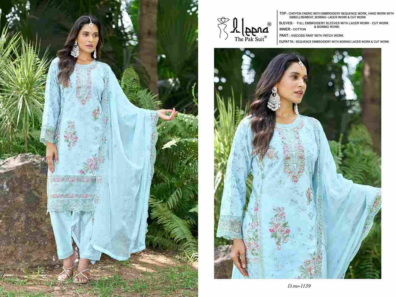 Aleena 1139 Colours By Aleena 1139-A To 1139-B Series Beautiful Pakistani Suits Stylish Fancy Colorful Party Wear & Occasional Wear Chiffon Embroidered Dresses At Wholesale Price