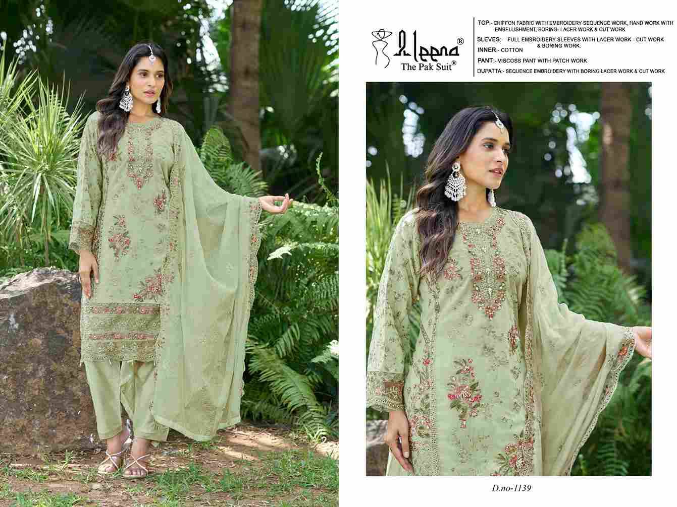 Aleena 1139 Colours By Aleena 1139-A To 1139-B Series Beautiful Pakistani Suits Stylish Fancy Colorful Party Wear & Occasional Wear Chiffon Embroidered Dresses At Wholesale Price