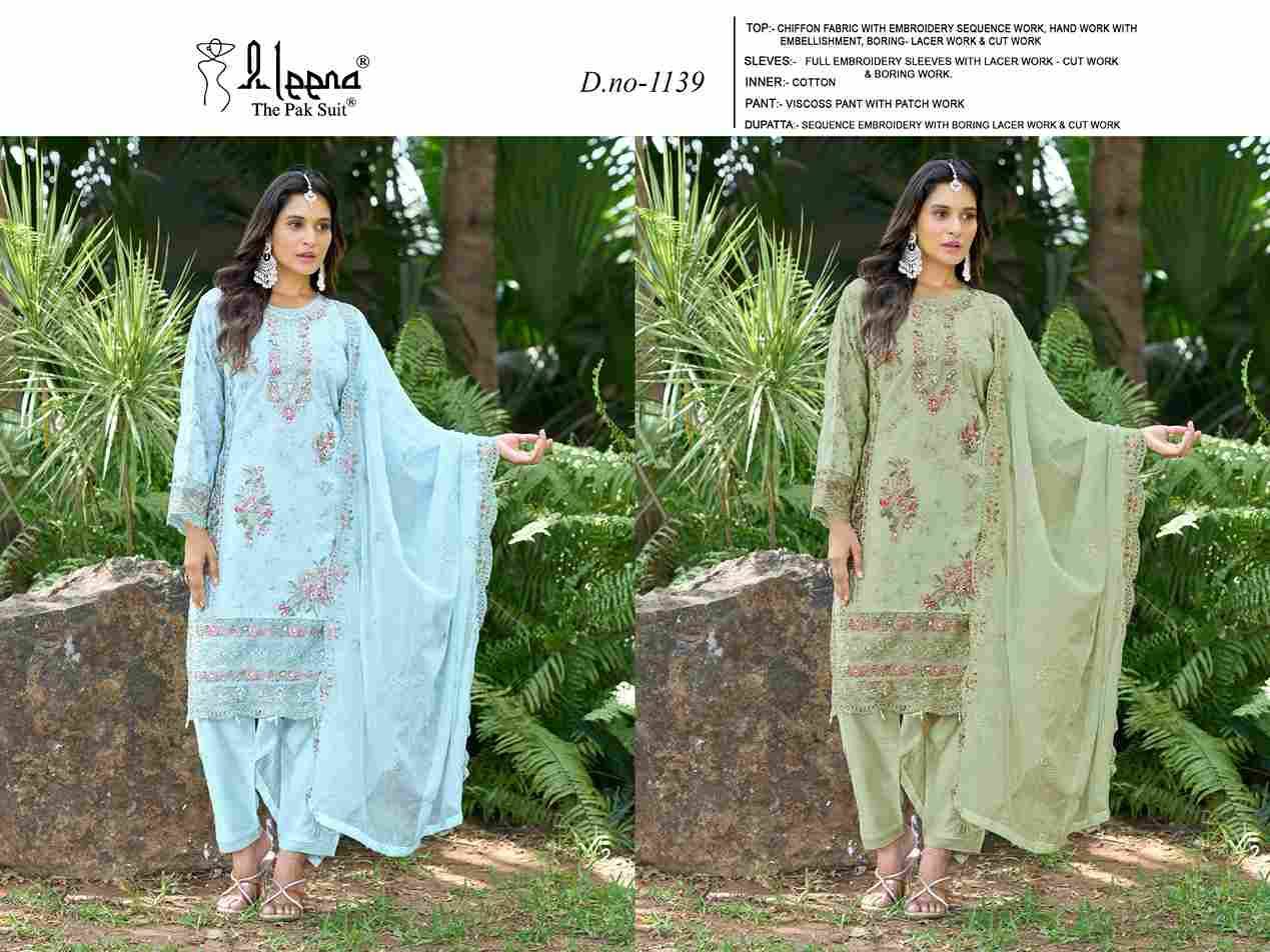 Aleena 1139 Colours By Aleena 1139-A To 1139-B Series Beautiful Pakistani Suits Stylish Fancy Colorful Party Wear & Occasional Wear Chiffon Embroidered Dresses At Wholesale Price