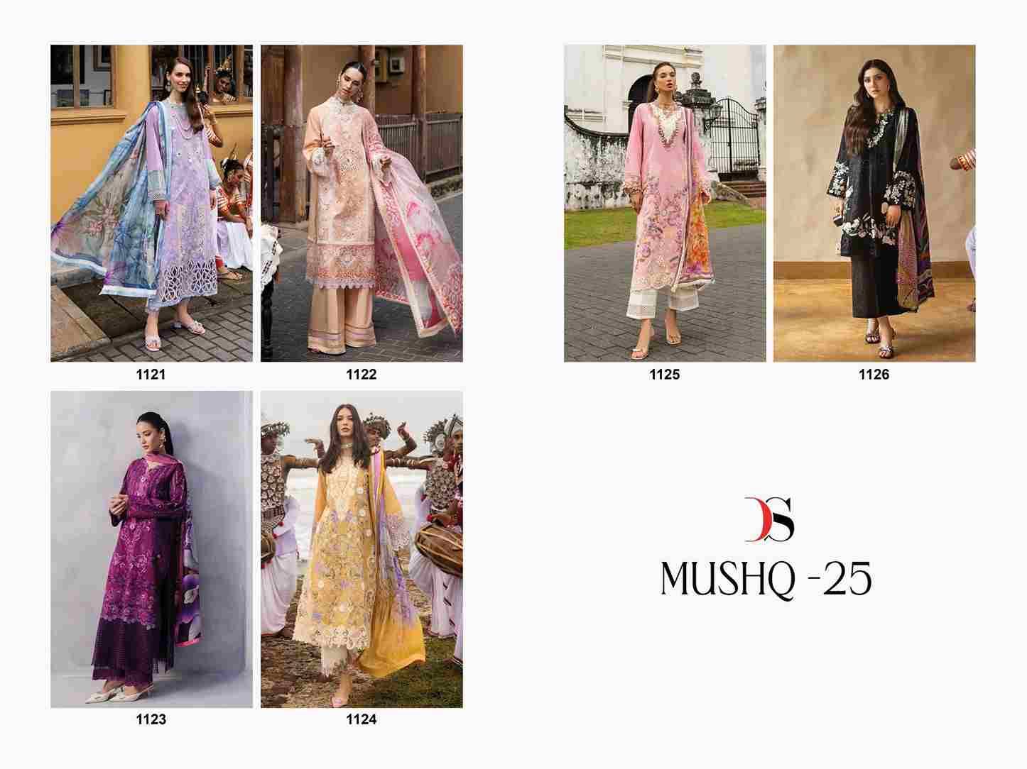 Mushq-25 By Deepsy Suits 1121 To 1126 Series Pakistani Stylish Beautiful Colourful Printed & Embroidered Party Wear & Occasional Wear Pure Cotton Dresses At Wholesale Price