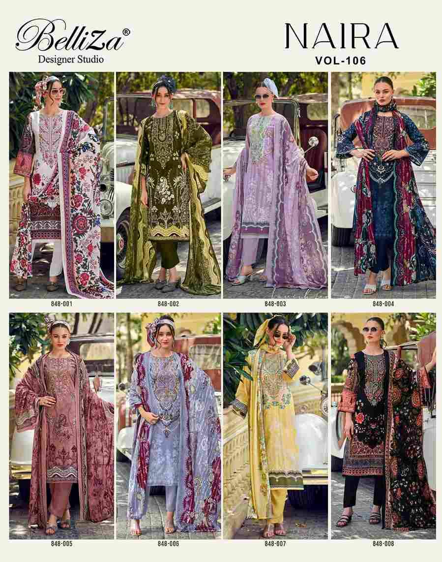 Naira Vol-106 By Belliza 848-001 To 848-008 Series Beautiful Festive Suits Stylish Fancy Colorful Casual Wear & Ethnic Wear Pure Cotton Print Dresses At Wholesale Price