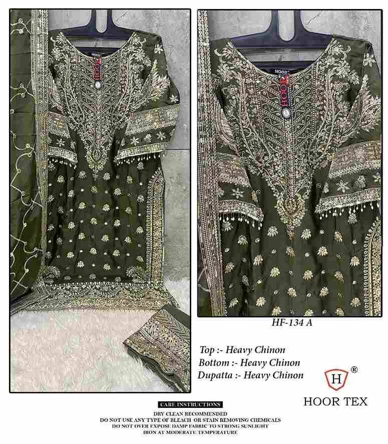 Hoor Tex Hit Design HF-134 Colours By Hoor Tex HF-134-A To HF-134-D Series Designer Festive Pakistani Suits Collection Beautiful Stylish Fancy Colorful Party Wear & Occasional Wear Heavy Chinnon Embroidered Dresses At Wholesale Price