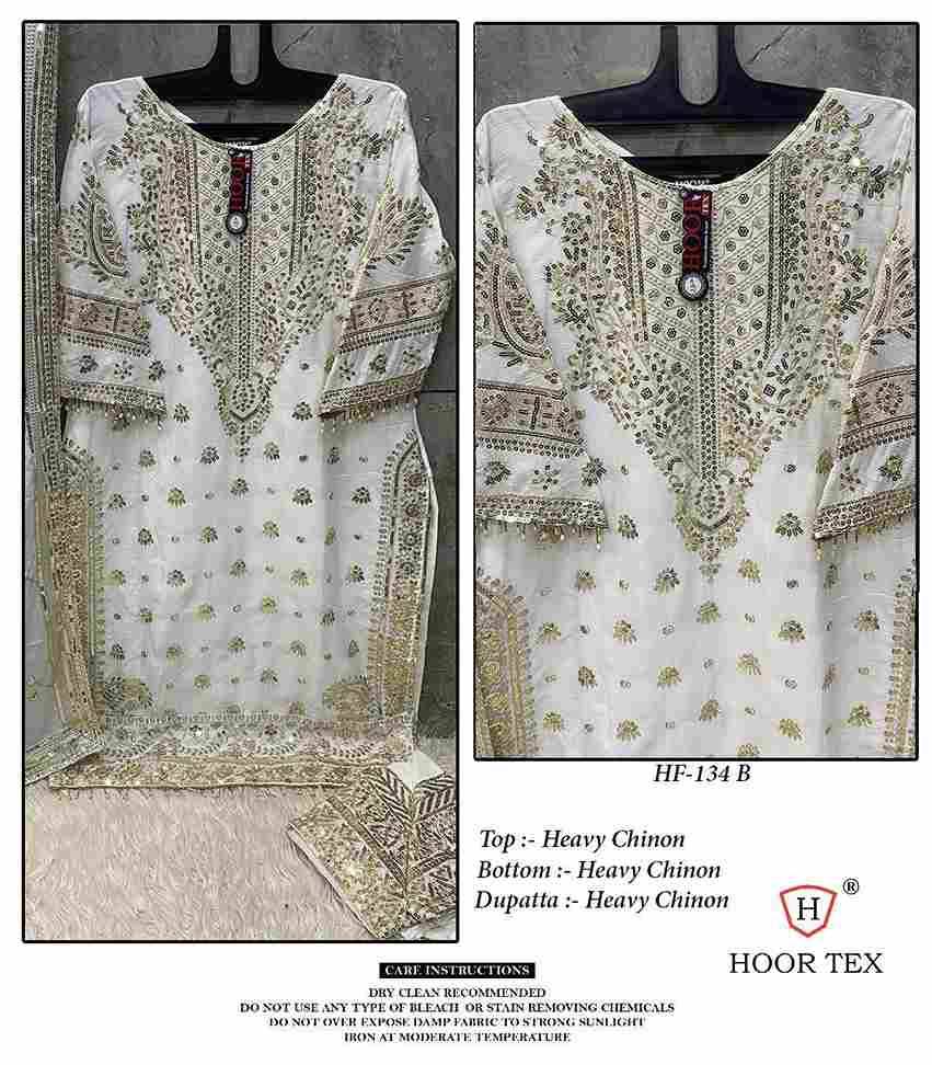 Hoor Tex Hit Design HF-134 Colours By Hoor Tex HF-134-A To HF-134-D Series Designer Festive Pakistani Suits Collection Beautiful Stylish Fancy Colorful Party Wear & Occasional Wear Heavy Chinnon Embroidered Dresses At Wholesale Price