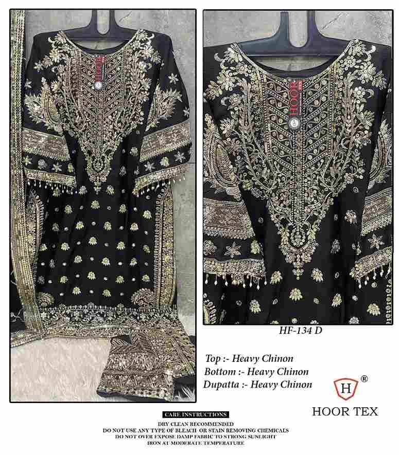 Hoor Tex Hit Design HF-134 Colours By Hoor Tex HF-134-A To HF-134-D Series Designer Festive Pakistani Suits Collection Beautiful Stylish Fancy Colorful Party Wear & Occasional Wear Heavy Chinnon Embroidered Dresses At Wholesale Price