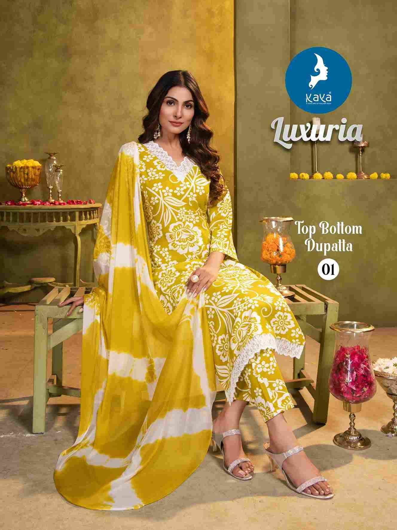 Luxuria By Kaya 01 To 06 Series Designer Stylish Fancy Colorful Beautiful Party Wear & Ethnic Wear Collection Rayon Print Dresses At Wholesale Price
