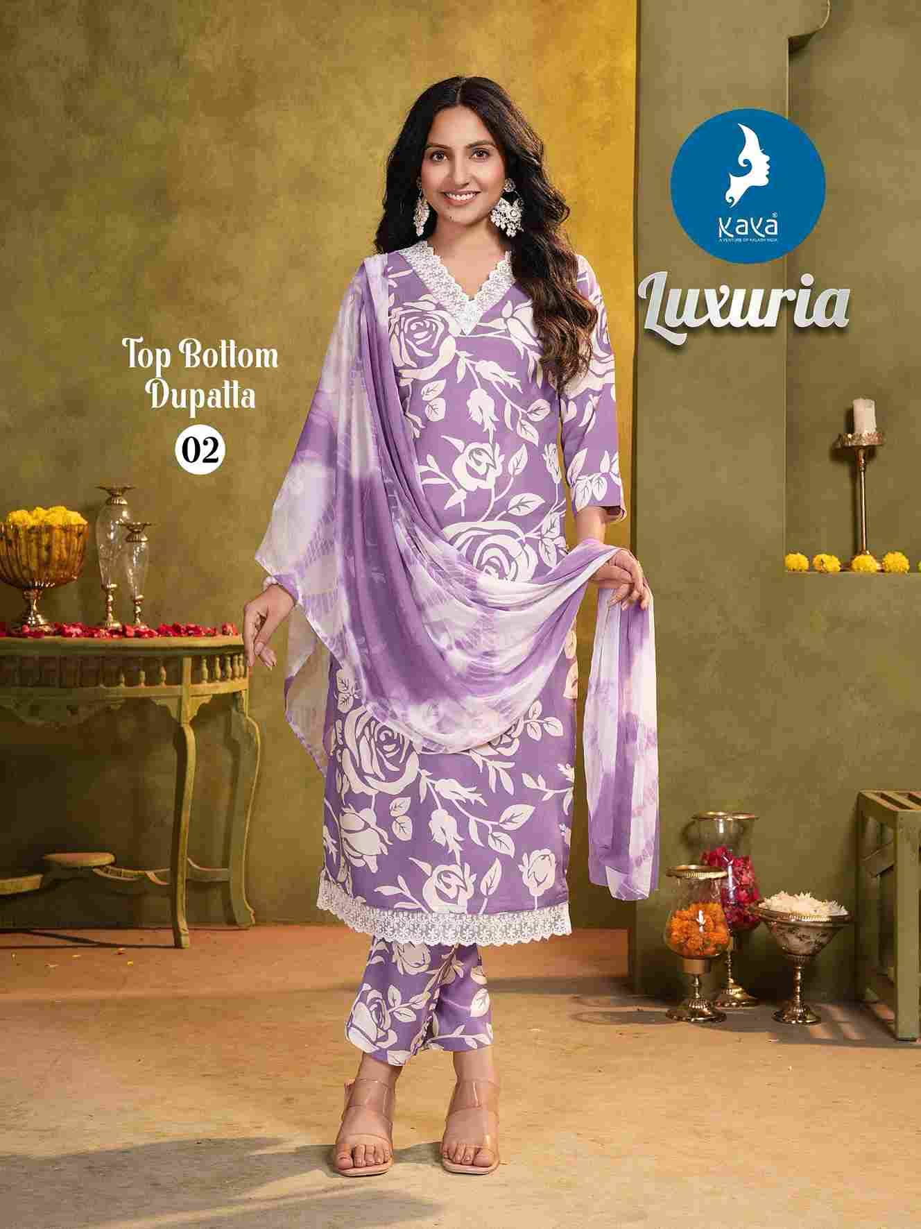 Luxuria By Kaya 01 To 06 Series Designer Stylish Fancy Colorful Beautiful Party Wear & Ethnic Wear Collection Rayon Print Dresses At Wholesale Price
