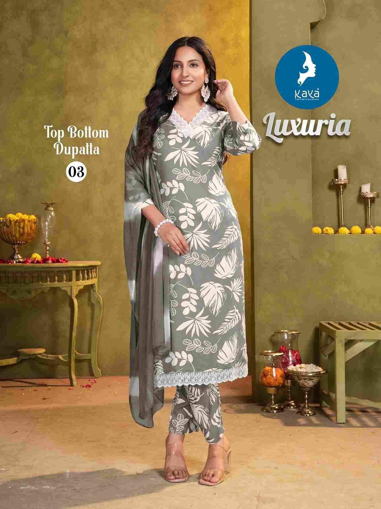 Luxuria By Kaya 01 To 06 Series Designer Stylish Fancy Colorful Beautiful Party Wear & Ethnic Wear Collection Rayon Print Dresses At Wholesale Price