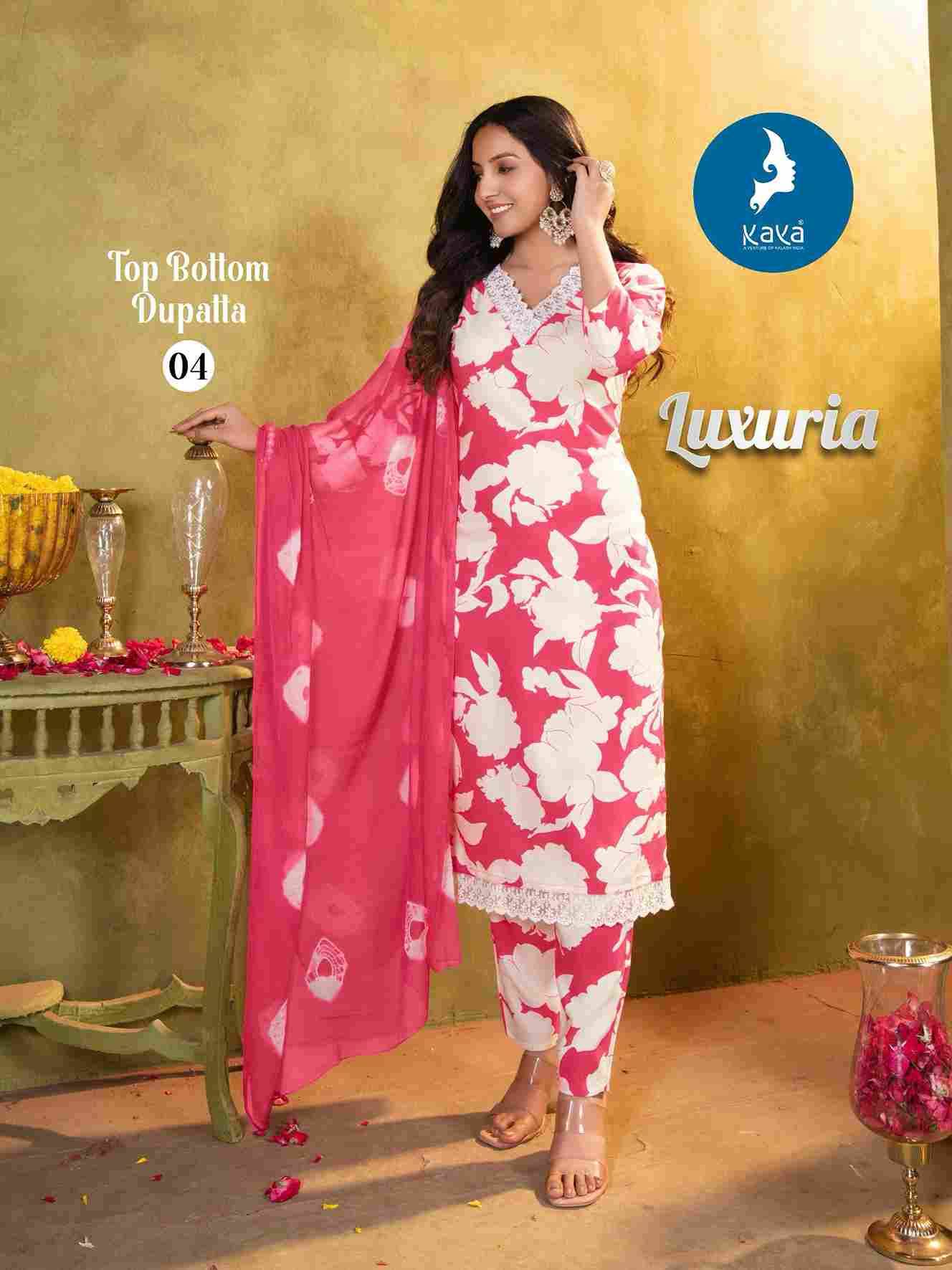 Luxuria By Kaya 01 To 06 Series Designer Stylish Fancy Colorful Beautiful Party Wear & Ethnic Wear Collection Rayon Print Dresses At Wholesale Price
