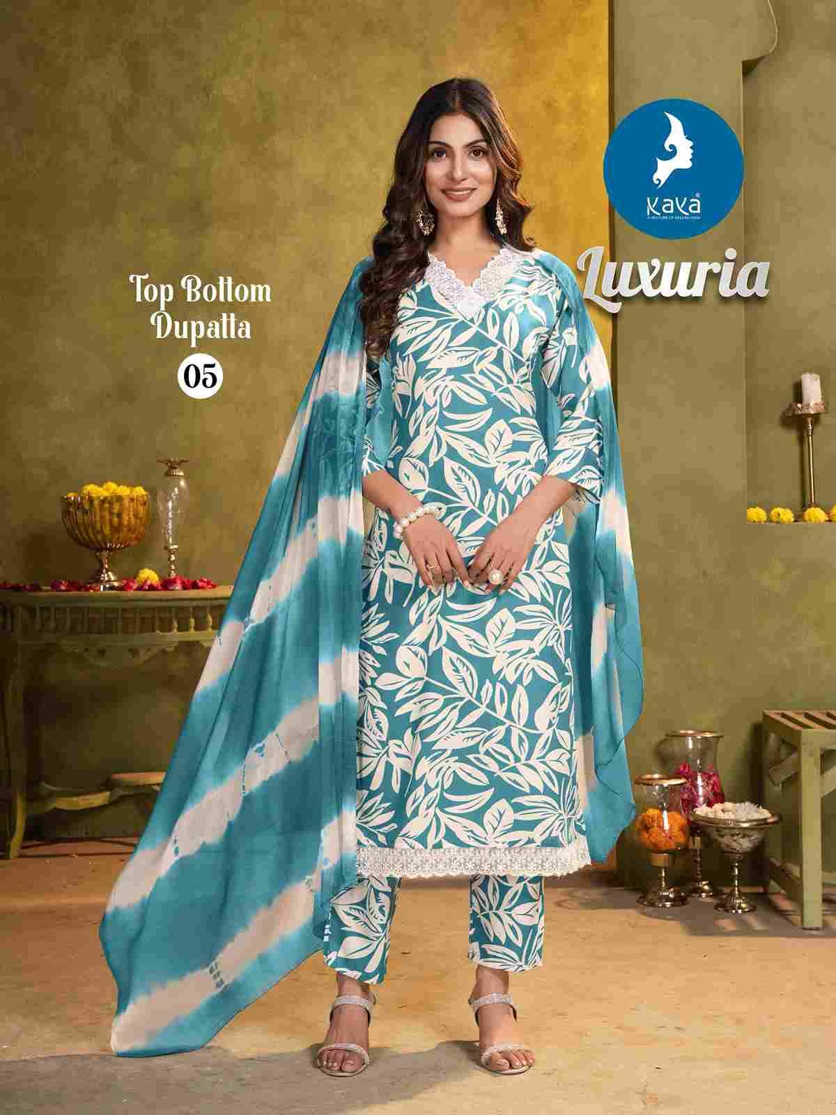 Luxuria By Kaya 01 To 06 Series Designer Stylish Fancy Colorful Beautiful Party Wear & Ethnic Wear Collection Rayon Print Dresses At Wholesale Price