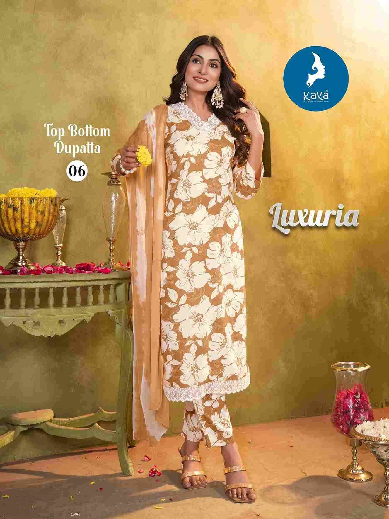 Luxuria By Kaya 01 To 06 Series Designer Stylish Fancy Colorful Beautiful Party Wear & Ethnic Wear Collection Rayon Print Dresses At Wholesale Price