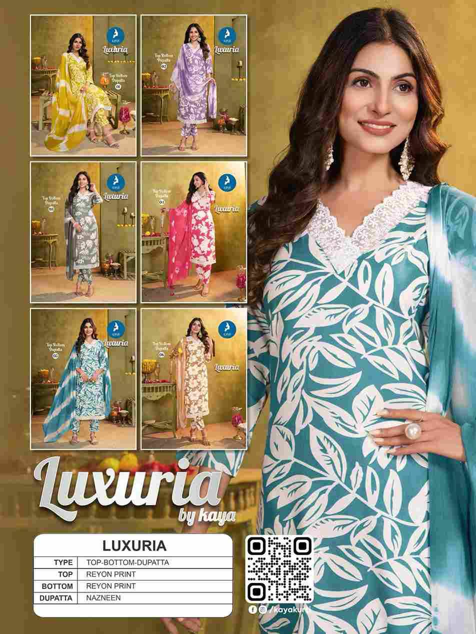 Luxuria By Kaya 01 To 06 Series Designer Stylish Fancy Colorful Beautiful Party Wear & Ethnic Wear Collection Rayon Print Dresses At Wholesale Price