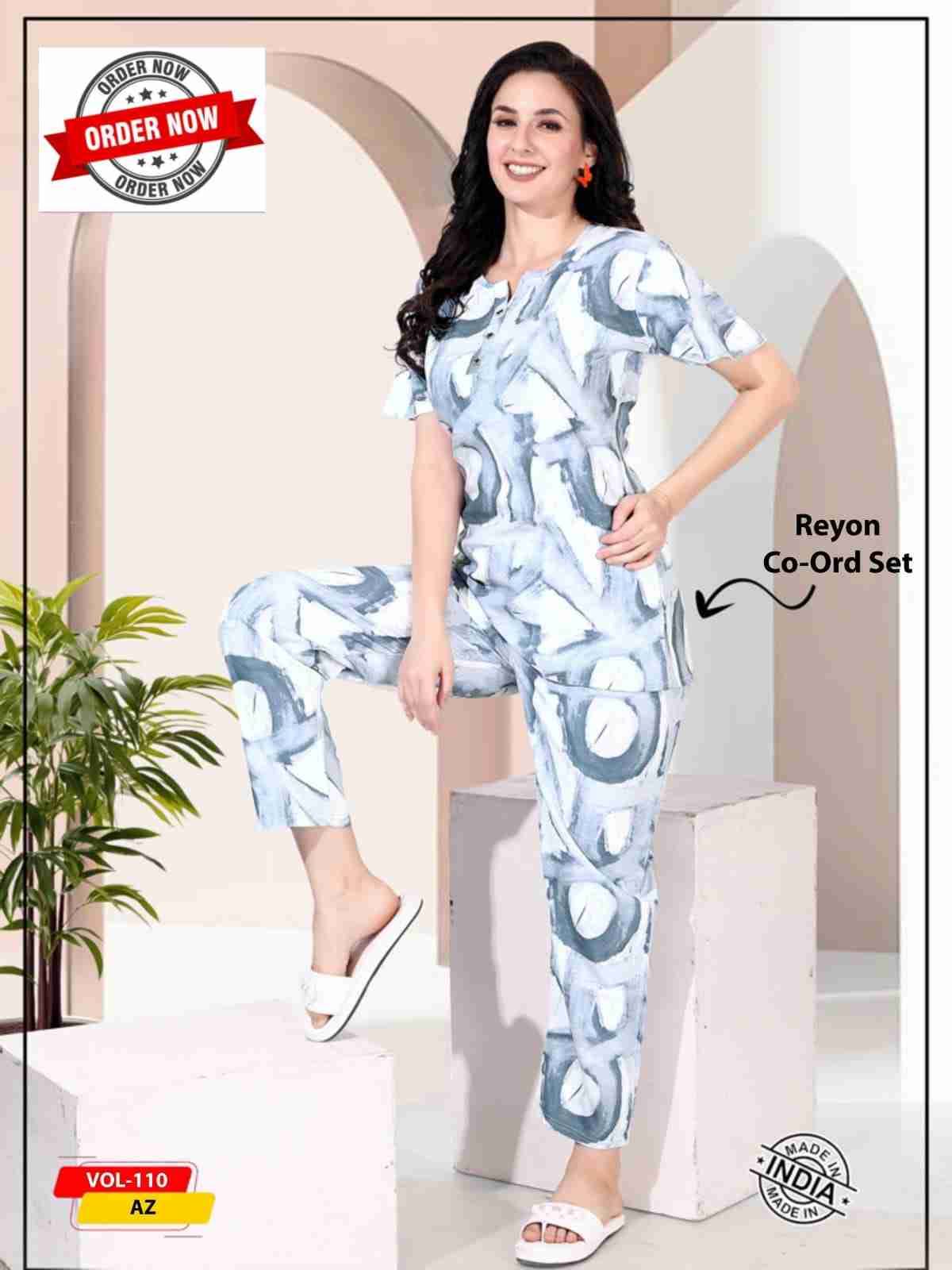 Vol-110 By Kaamiri 110-A To 110-F Series Beautiful Stylish Fancy Colorful Casual Wear & Ethnic Wear Heavy Rayon Night Suits At Wholesale Price