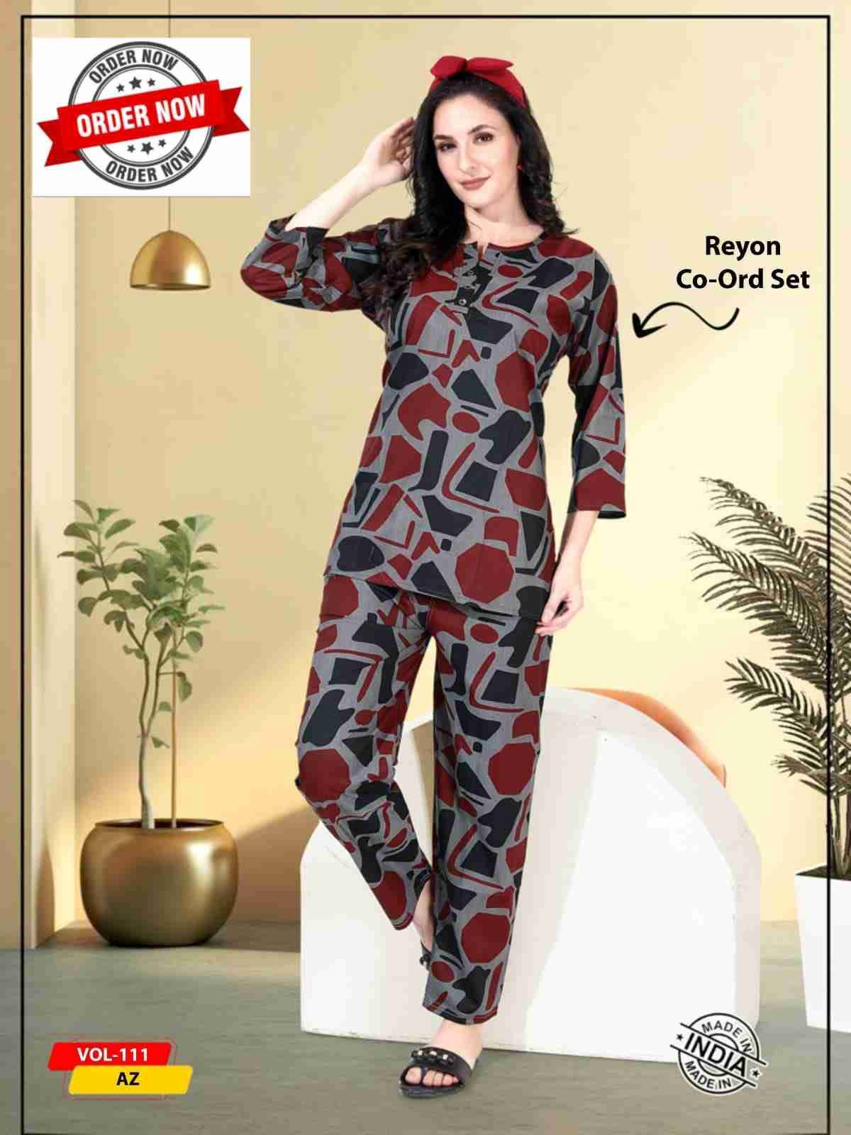 Vol-111 By Kaamiri 111-A To 111-F Series Beautiful Stylish Fancy Colorful Casual Wear & Ethnic Wear Heavy Rayon Night Suits At Wholesale Price