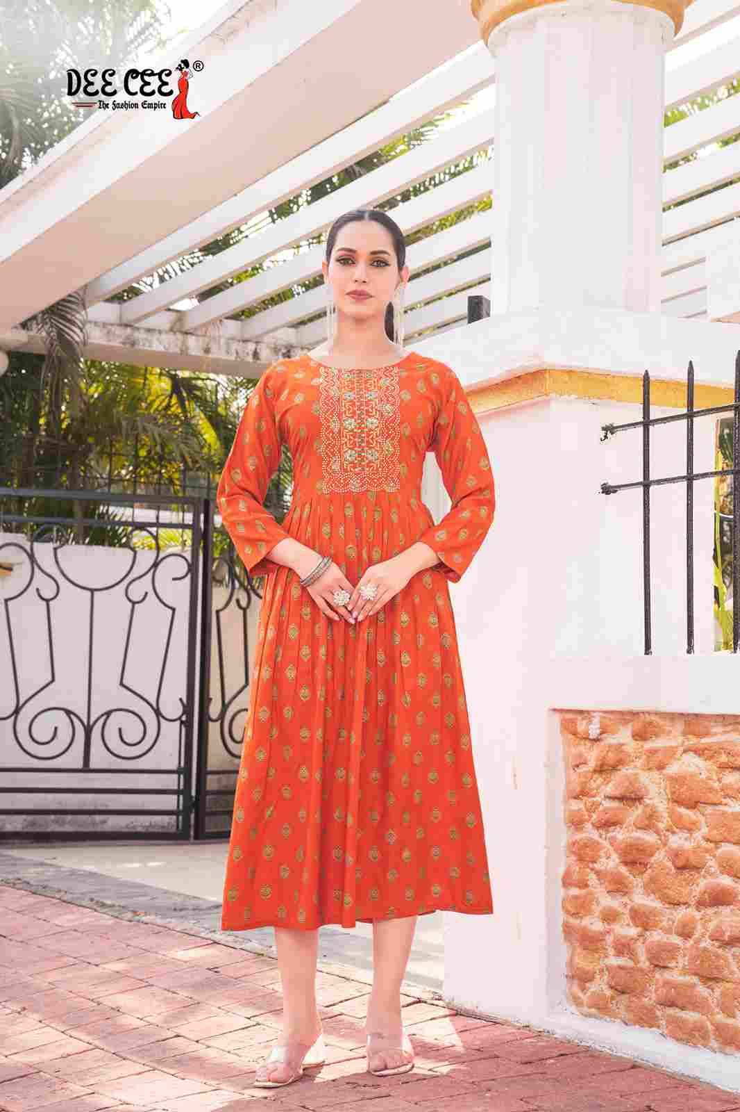 Rahat By Dee Cee 101 To 106 Series Designer Stylish Fancy Colorful Beautiful Party Wear & Ethnic Wear Collection Rayon Kurtis At Wholesale Price