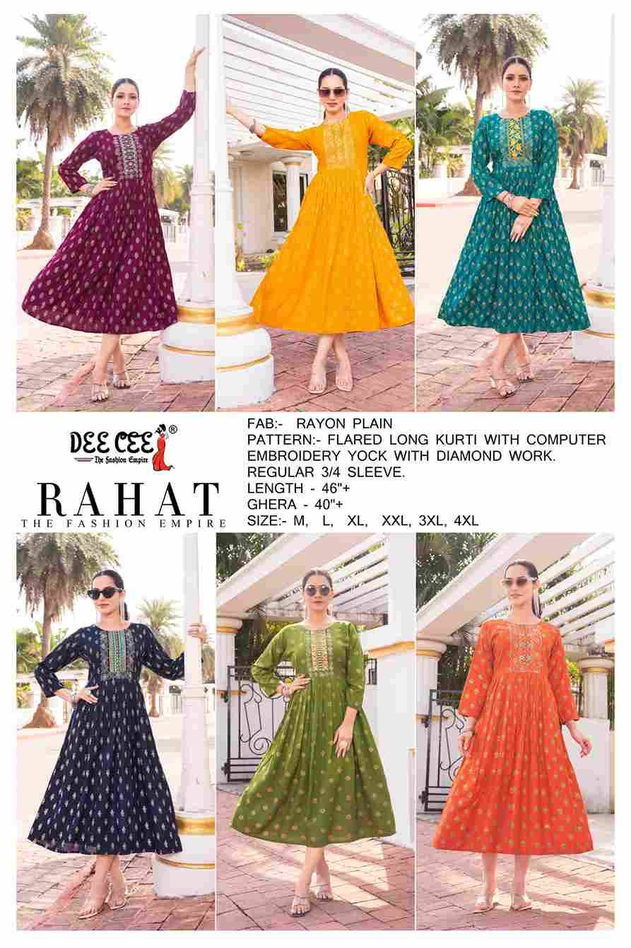 Rahat By Dee Cee 101 To 106 Series Designer Stylish Fancy Colorful Beautiful Party Wear & Ethnic Wear Collection Rayon Kurtis At Wholesale Price
