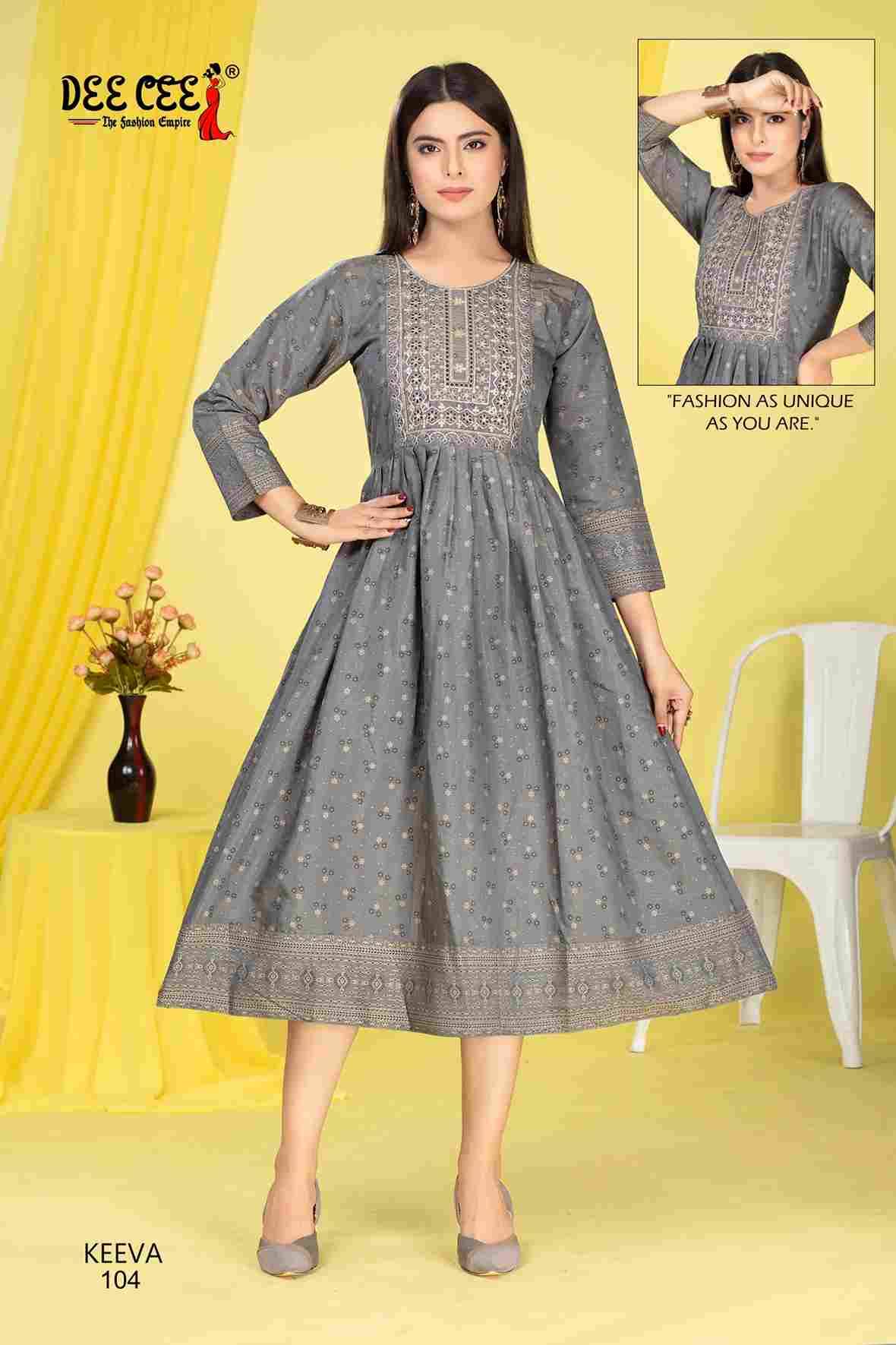 Keeva By Dee Cee 101 To 106 Series Designer Stylish Fancy Colorful Beautiful Party Wear & Ethnic Wear Collection Roman Shimmer Kurtis At Wholesale Price