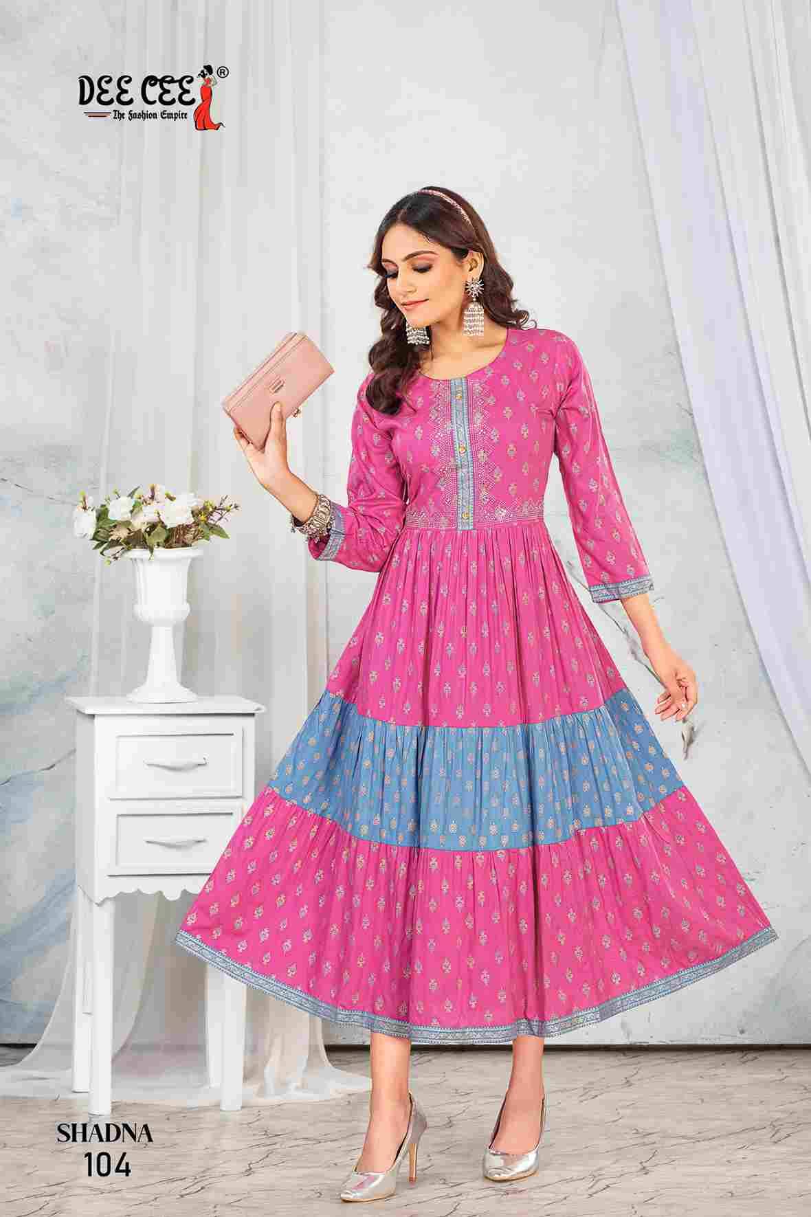 Shadna By Dee Cee 101 To 106 Series Designer Stylish Fancy Colorful Beautiful Party Wear & Ethnic Wear Collection Rayon Print Kurtis At Wholesale Price