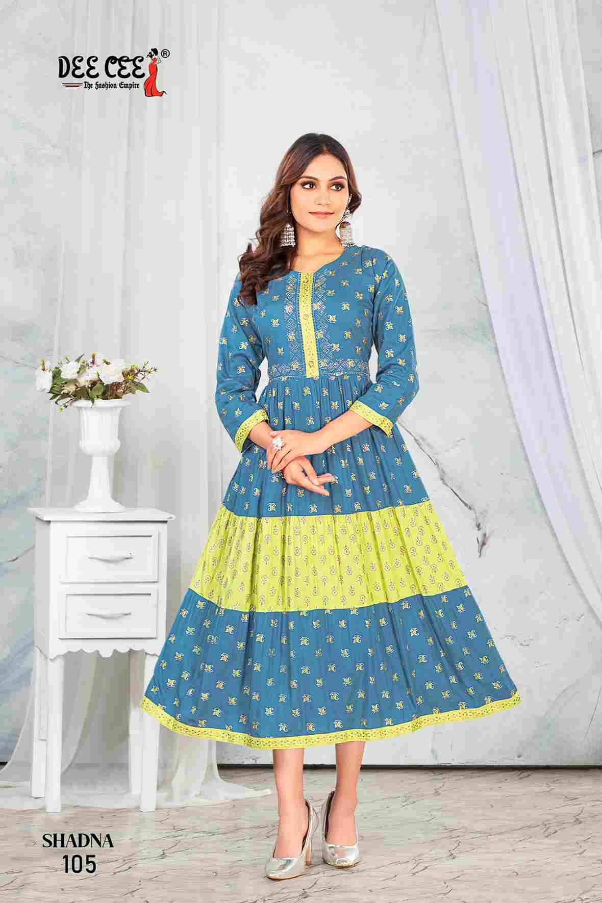 Shadna By Dee Cee 101 To 106 Series Designer Stylish Fancy Colorful Beautiful Party Wear & Ethnic Wear Collection Rayon Print Kurtis At Wholesale Price