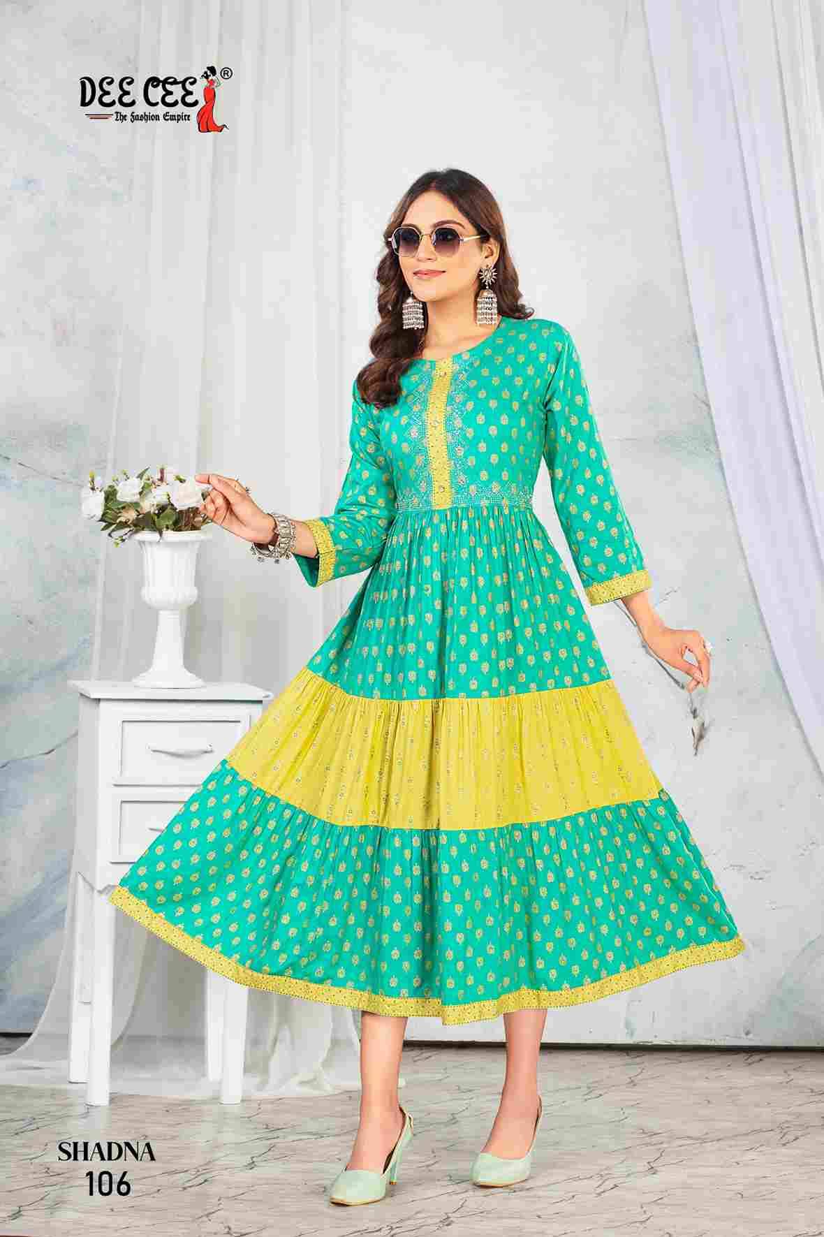 Shadna By Dee Cee 101 To 106 Series Designer Stylish Fancy Colorful Beautiful Party Wear & Ethnic Wear Collection Rayon Print Kurtis At Wholesale Price