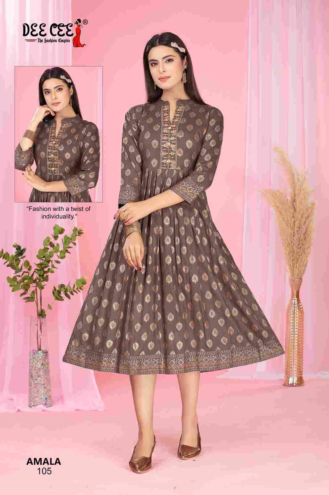 Amala By Dee Cee 101 To 106 Series Designer Stylish Fancy Colorful Beautiful Party Wear & Ethnic Wear Collection Rayon Print Kurtis At Wholesale Price