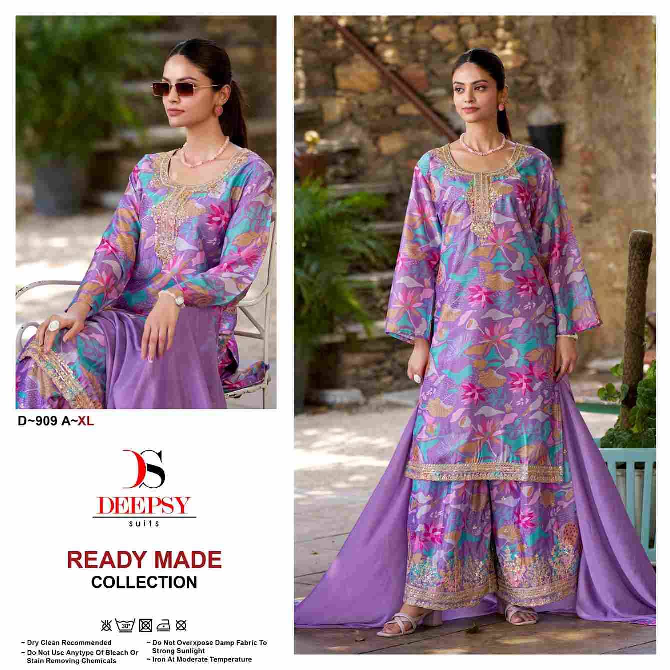 Deepsy Hit Design 909 Colours By Deepsy Suits 909-A To 909-D Series Beautiful Pakistani Suits Colorful Stylish Fancy Casual Wear & Ethnic Wear Pure Chinnon With Embroidered Dresses At Wholesale Price