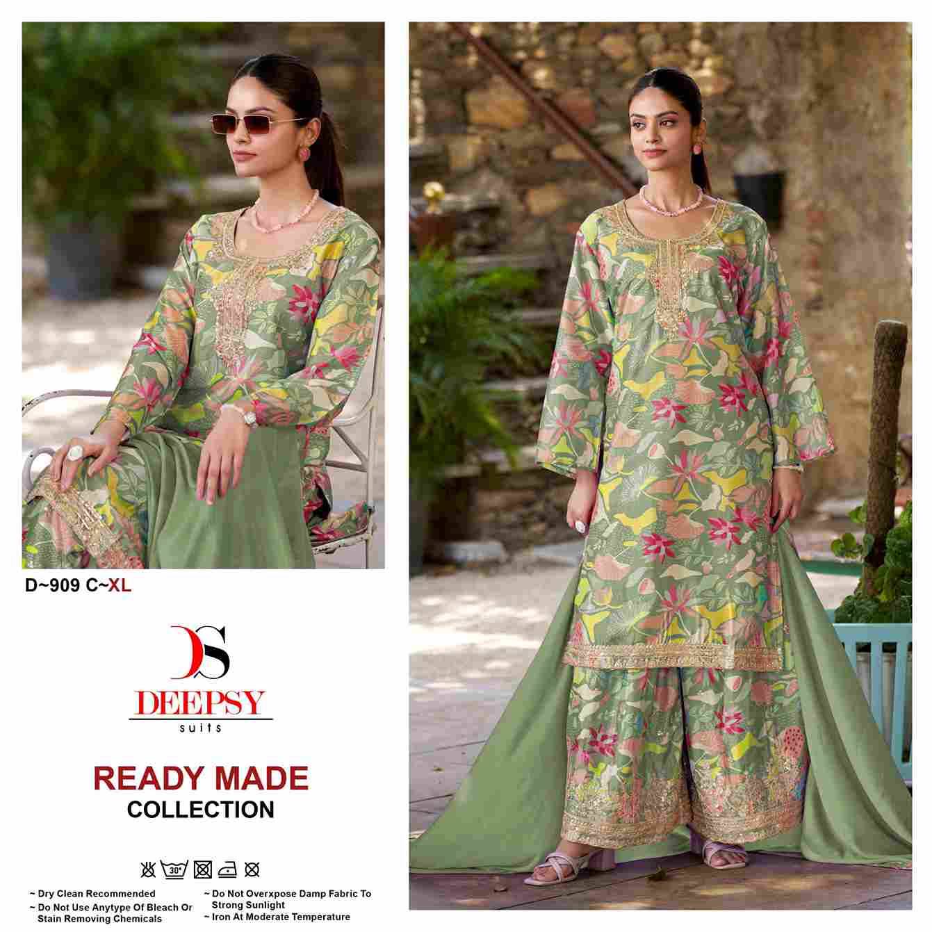 Deepsy Hit Design 909 Colours By Deepsy Suits 909-A To 909-D Series Beautiful Pakistani Suits Colorful Stylish Fancy Casual Wear & Ethnic Wear Pure Chinnon With Embroidered Dresses At Wholesale Price