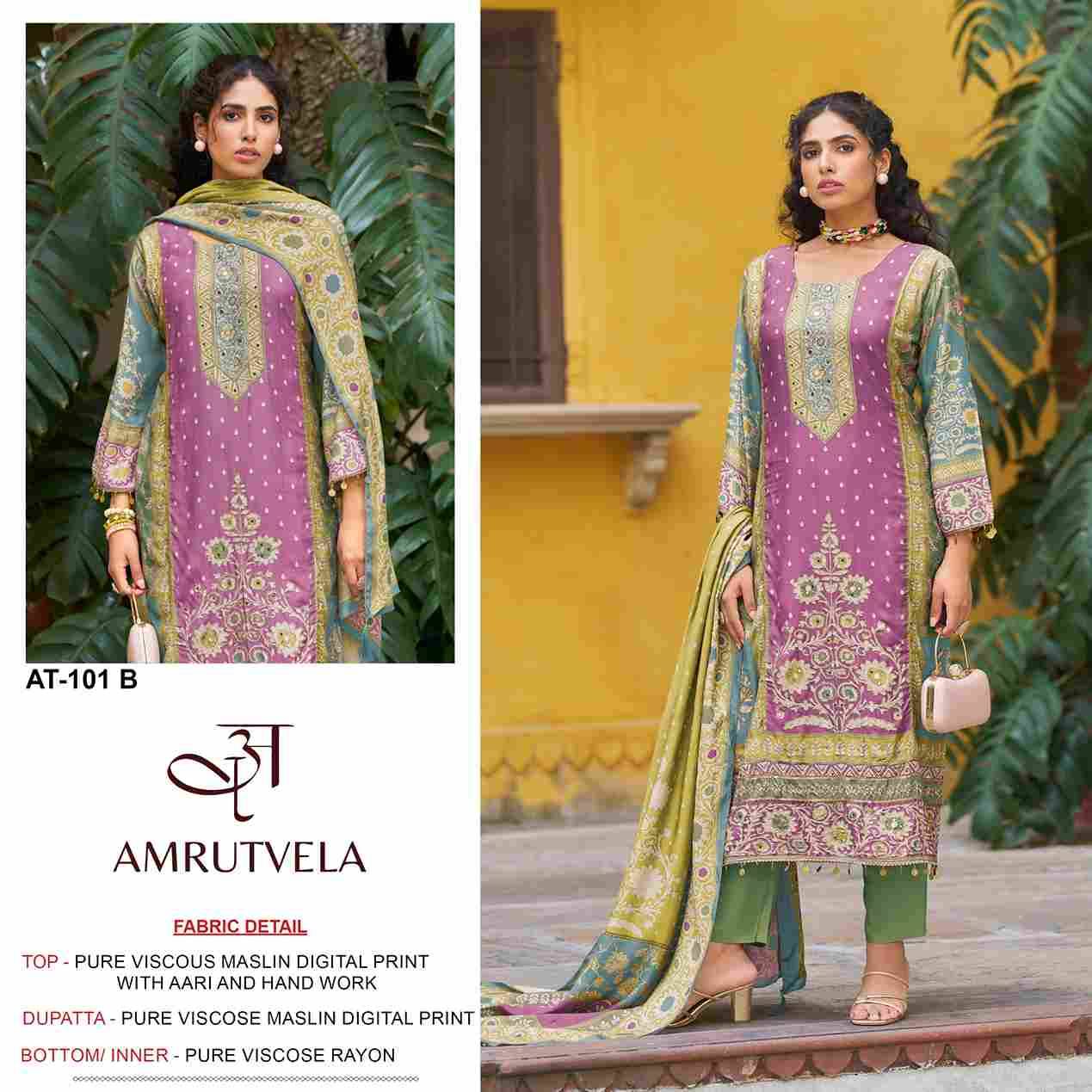 Amrutvela Hit Design AT-101 Colours By Amrutvela AT-101-A To AT-101-D Series Designer Pakistani Suits Collection Beautiful Stylish Fancy Colorful Party Wear & Occasional Wear Viscose Muslin Dresses At Wholesale Price