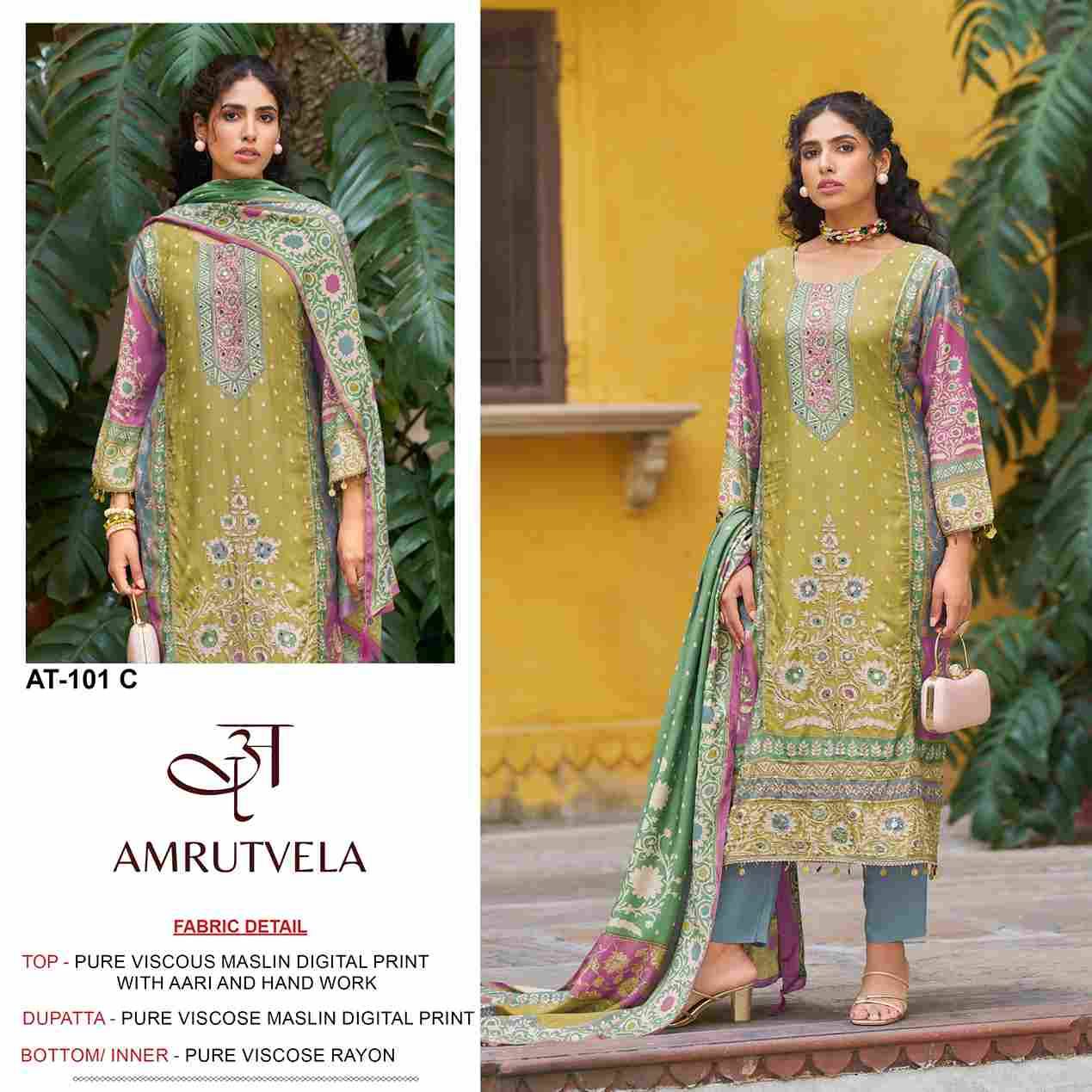 Amrutvela Hit Design AT-101 Colours By Amrutvela AT-101-A To AT-101-D Series Designer Pakistani Suits Collection Beautiful Stylish Fancy Colorful Party Wear & Occasional Wear Viscose Muslin Dresses At Wholesale Price