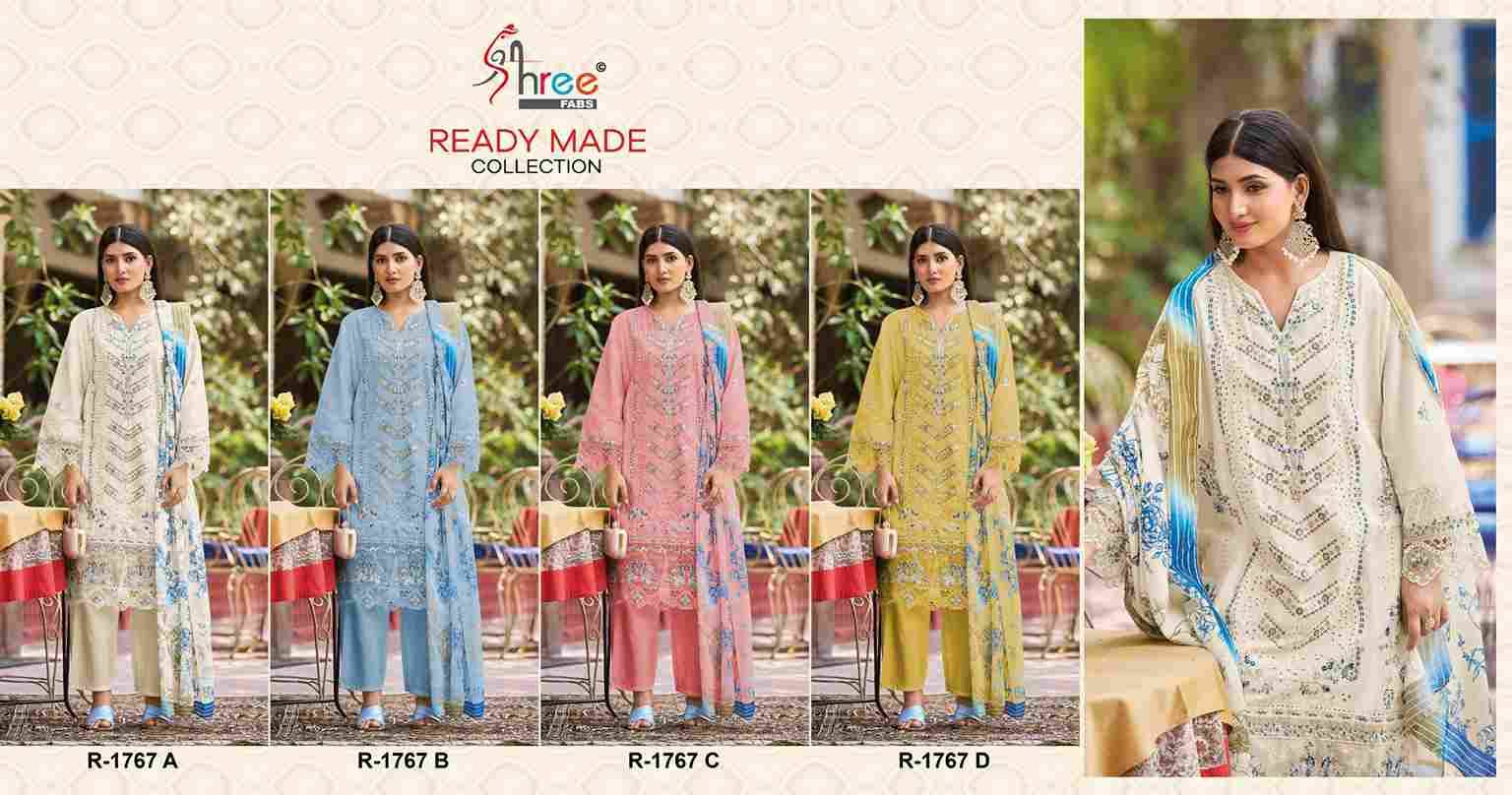 Shree Fabs Hit Design R-1767 Colours By Shree Fabs R-1767-A To R-1767-D Series Beautiful Stylish Suits Fancy Colorful Casual Wear & Ethnic Wear & Ready To Wear Cambric Cotton Embroidery Dresses At Wholesale Price