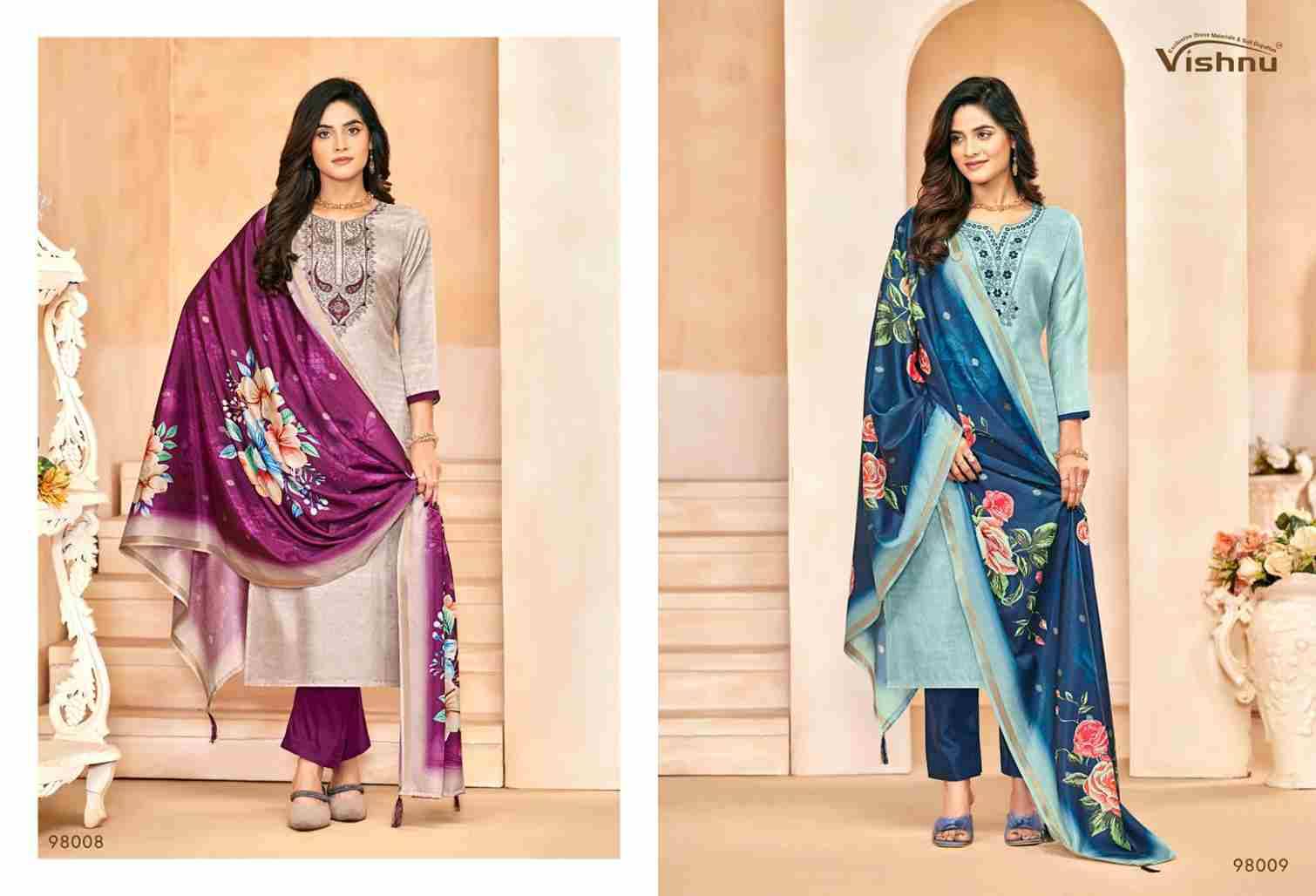 Muskaan By Vishnu 98001 To 98012 Series Beautiful Stylish Festive Suits Fancy Colorful Casual Wear & Ethnic Wear & Ready To Wear Tussar Silk Dresses At Wholesale Price