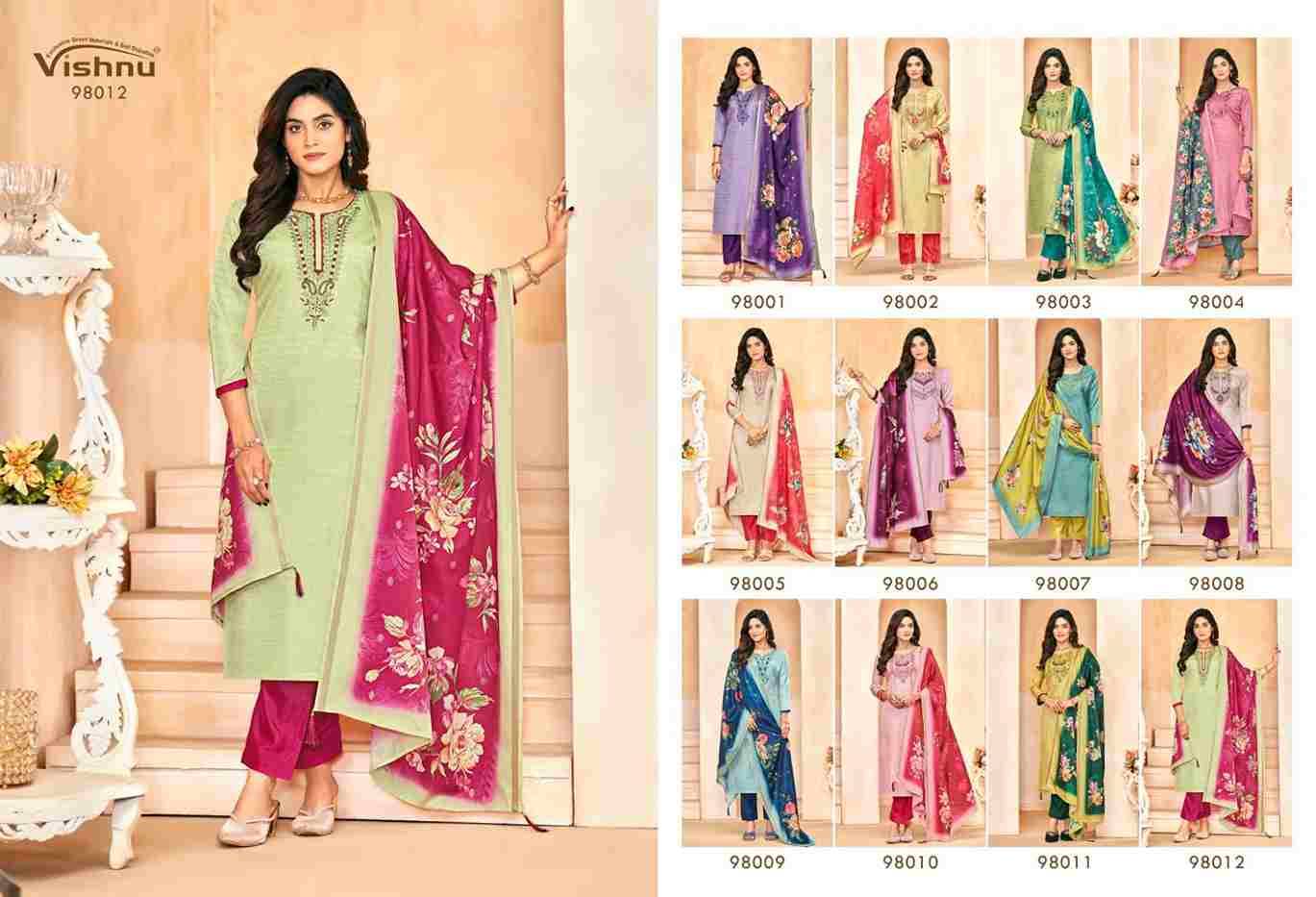 Muskaan By Vishnu 98001 To 98012 Series Beautiful Stylish Festive Suits Fancy Colorful Casual Wear & Ethnic Wear & Ready To Wear Tussar Silk Dresses At Wholesale Price