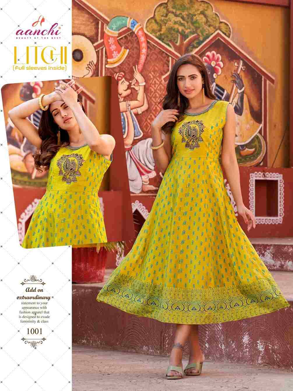 Litchi By Aanchi 1001 To 1006 Series Designer Stylish Fancy Colorful Beautiful Party Wear & Ethnic Wear Collection Modal Silk Kurtis At Wholesale Price